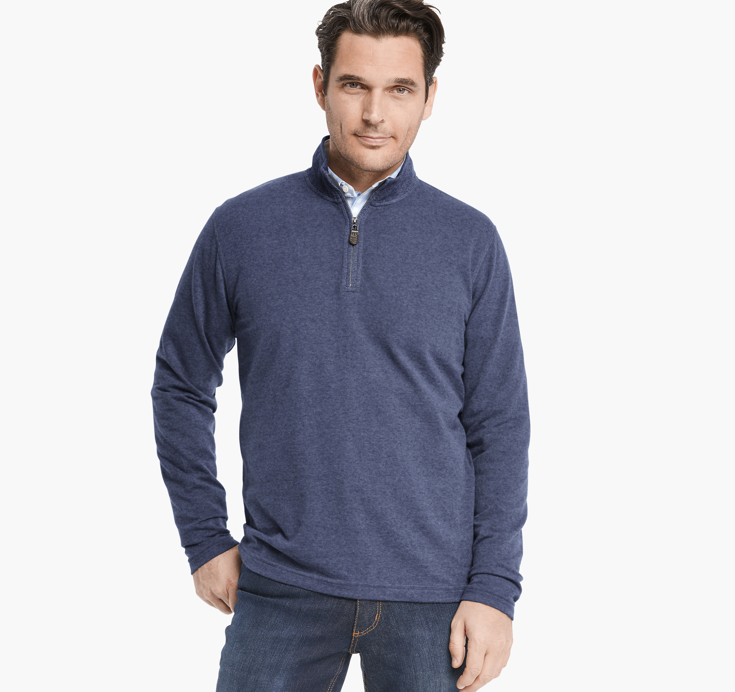 French Terry Fleece Quarter Zip Sweatshirt in Dark Cherry