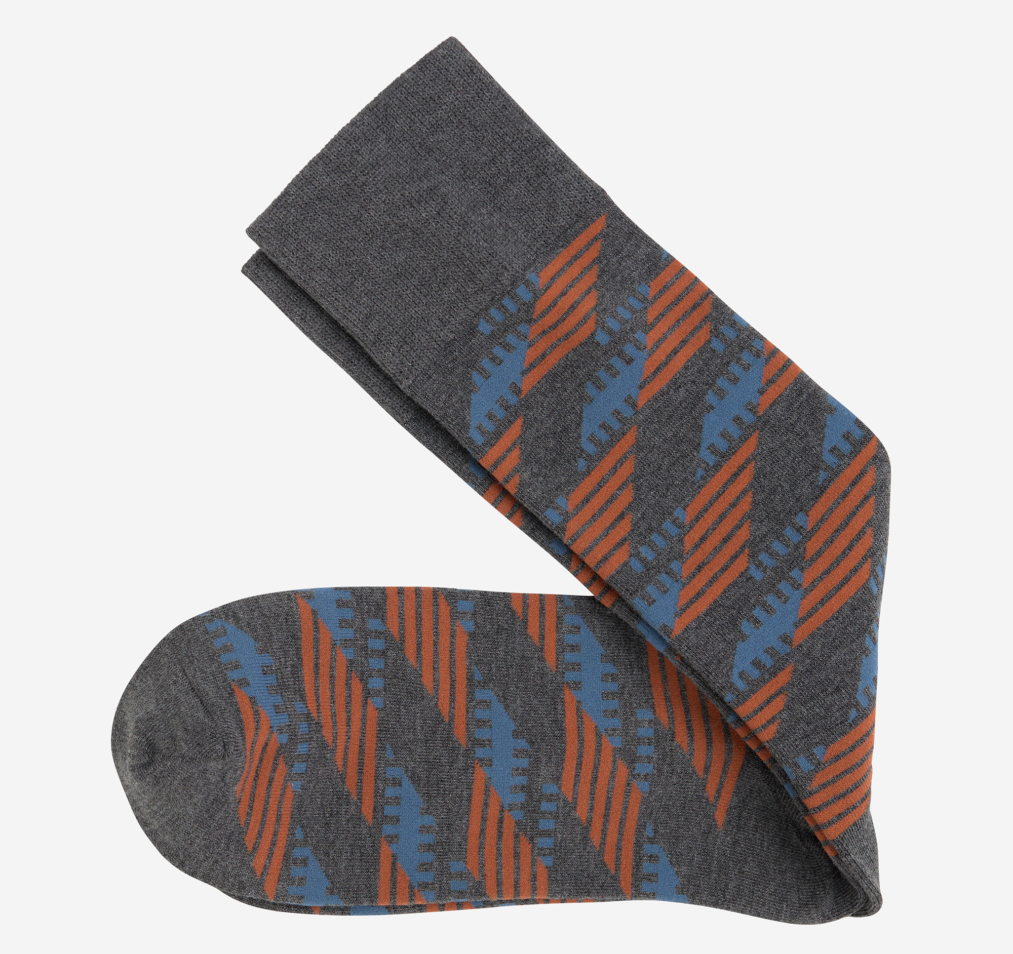 Johnston & Murphy Men's Cool Moon Tech Socks - Gray Multi Geo Multi Stripes - Size EACH