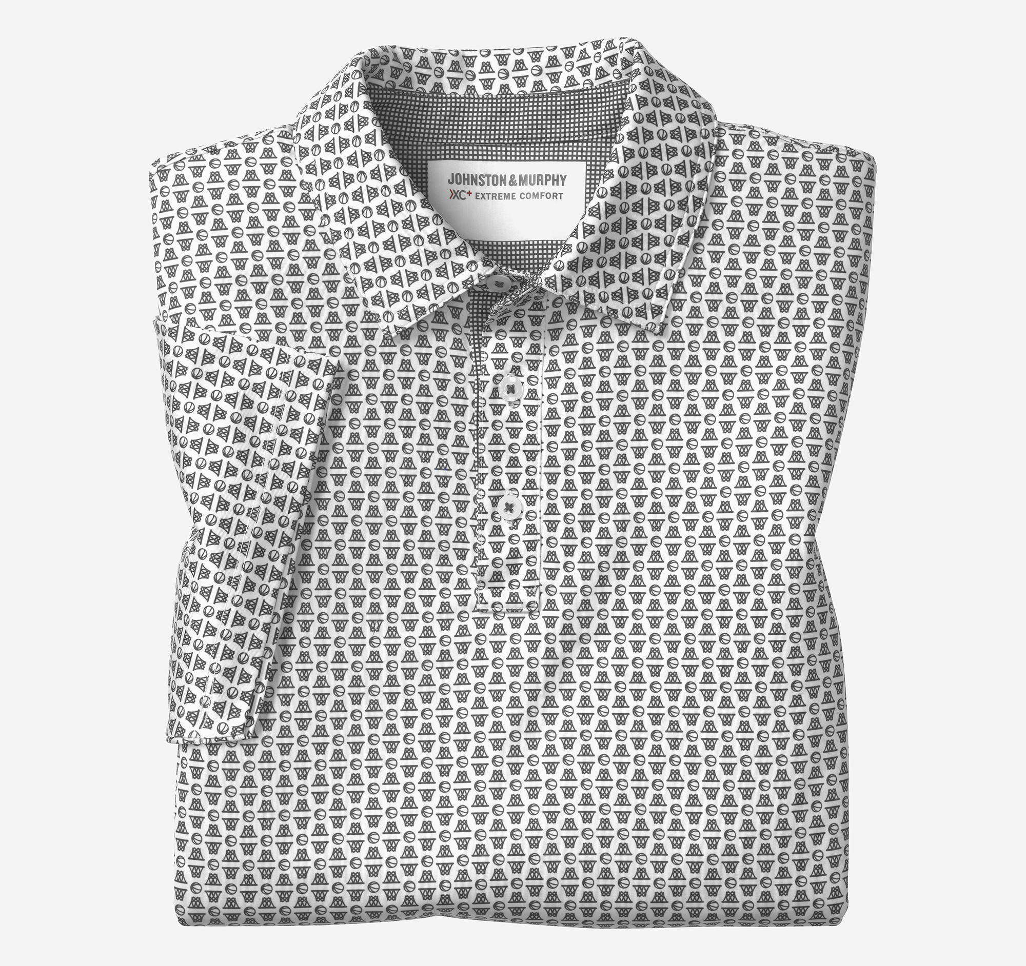 Johnston & Murphy Men's Game Day XC Basketball Print Polo - Black - Size M - Regular