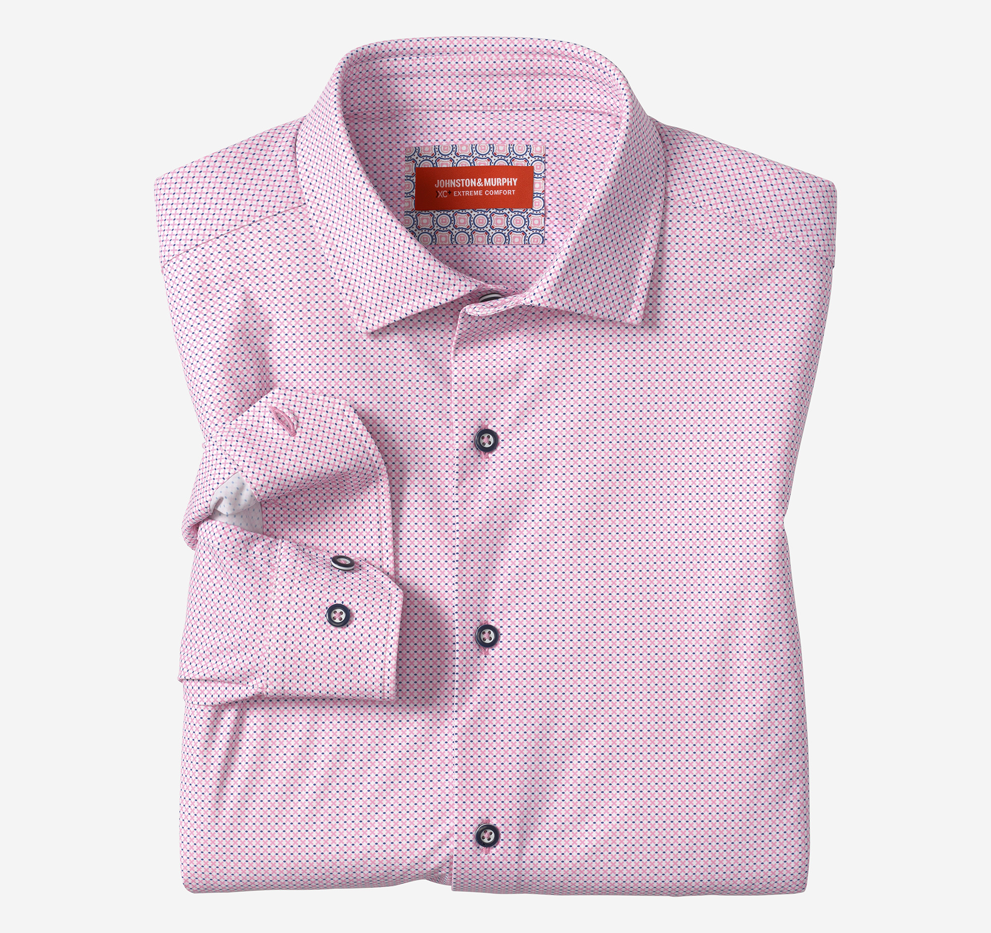 Johnston & Murphy Men's XC Motion Long-Sleeve Dress Knit Shirt - Pink Petal - Size XXL - Regular