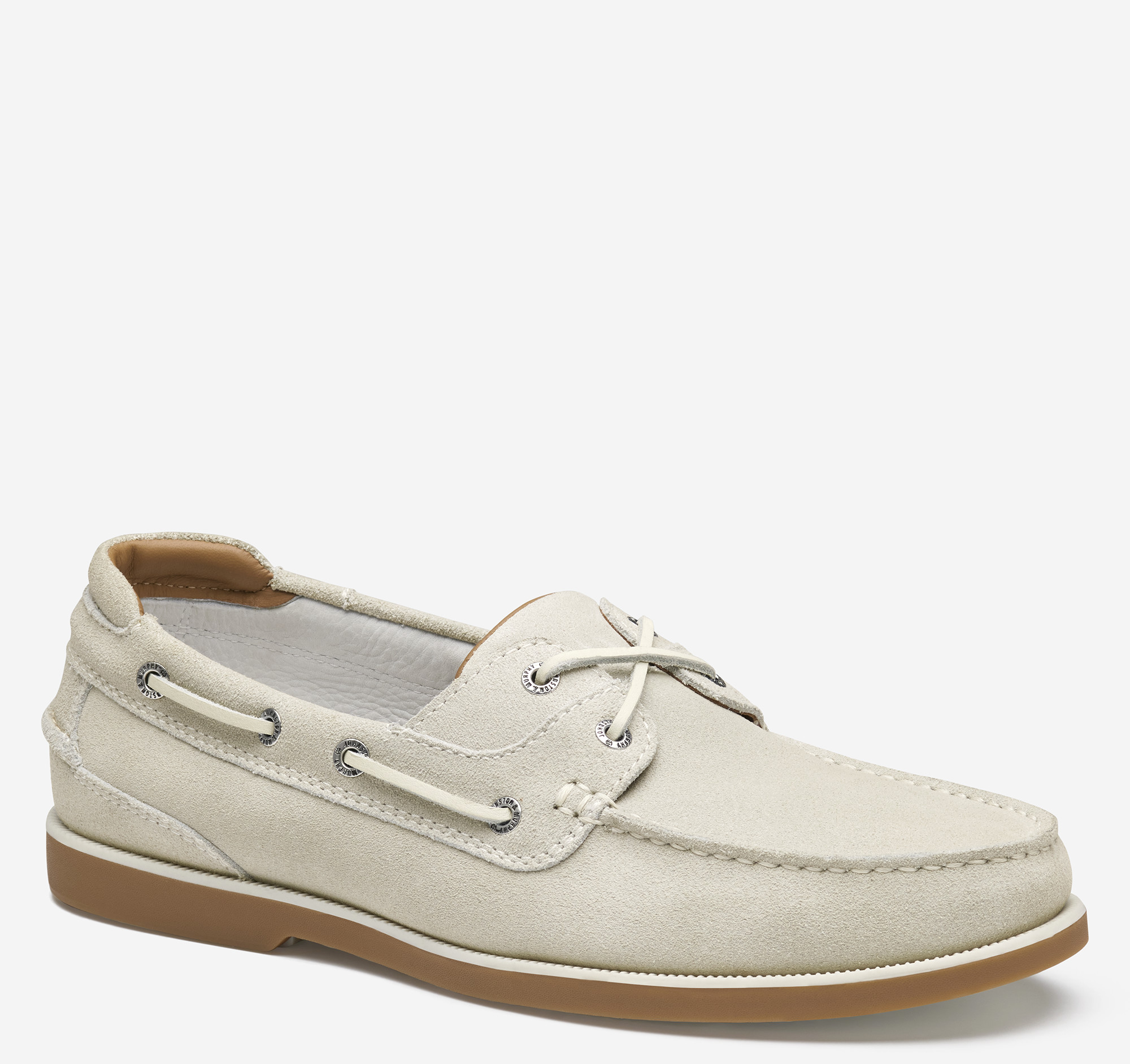 Johnston & Murphy Men's Ventura 2-Eye Boat Shoe - Off-White Suede - Size 14 - M
