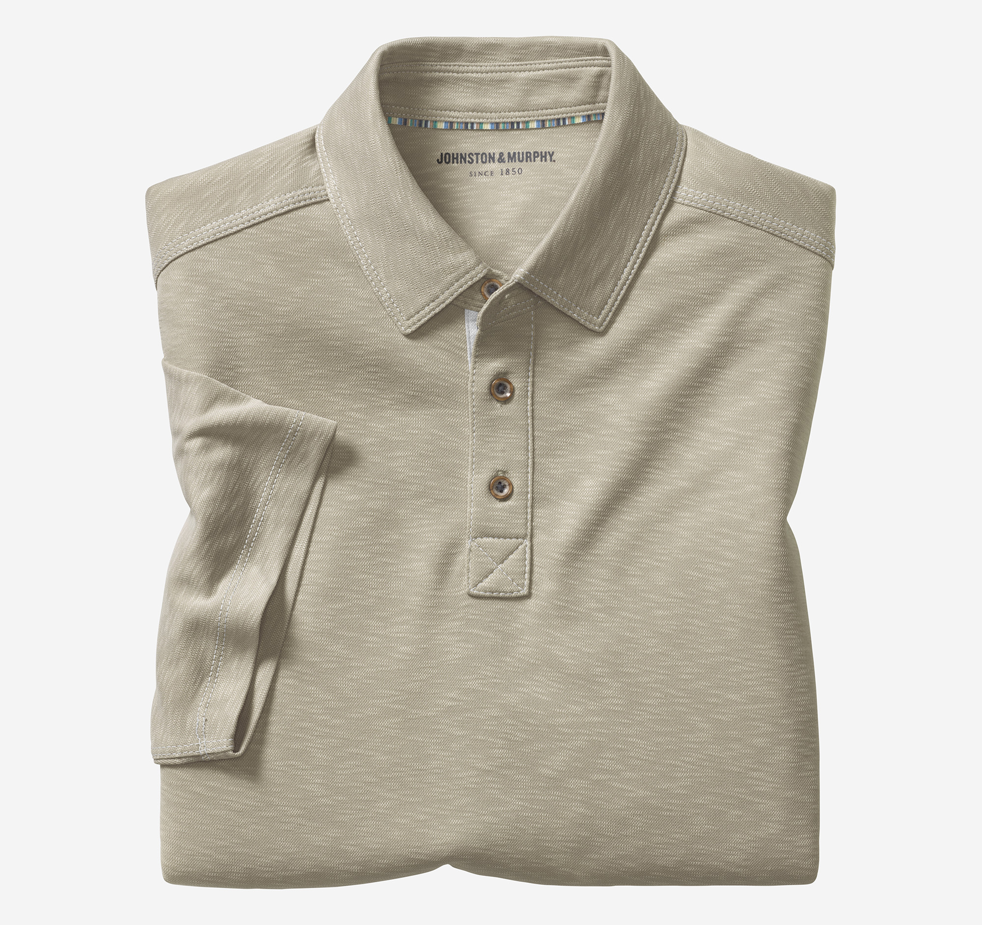 Johnston & Murphy Men's Vintage Slub Polo - Sand - Size 3XL