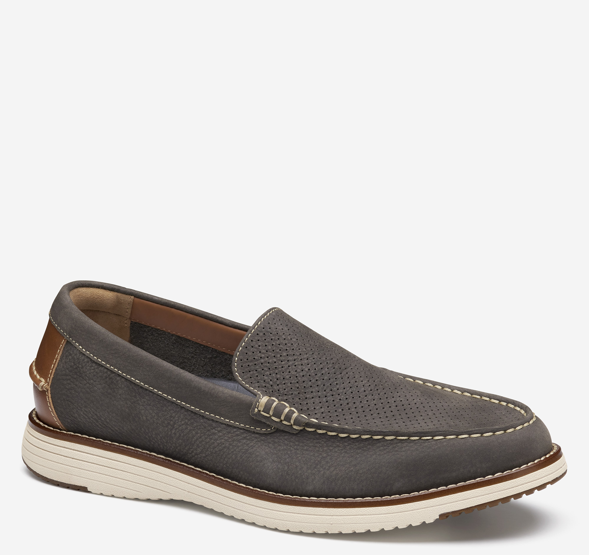 Johnston & Murphy Men's Upton Perfed Venetian Loafer - Charcoal Nubuck - Size 12 - M