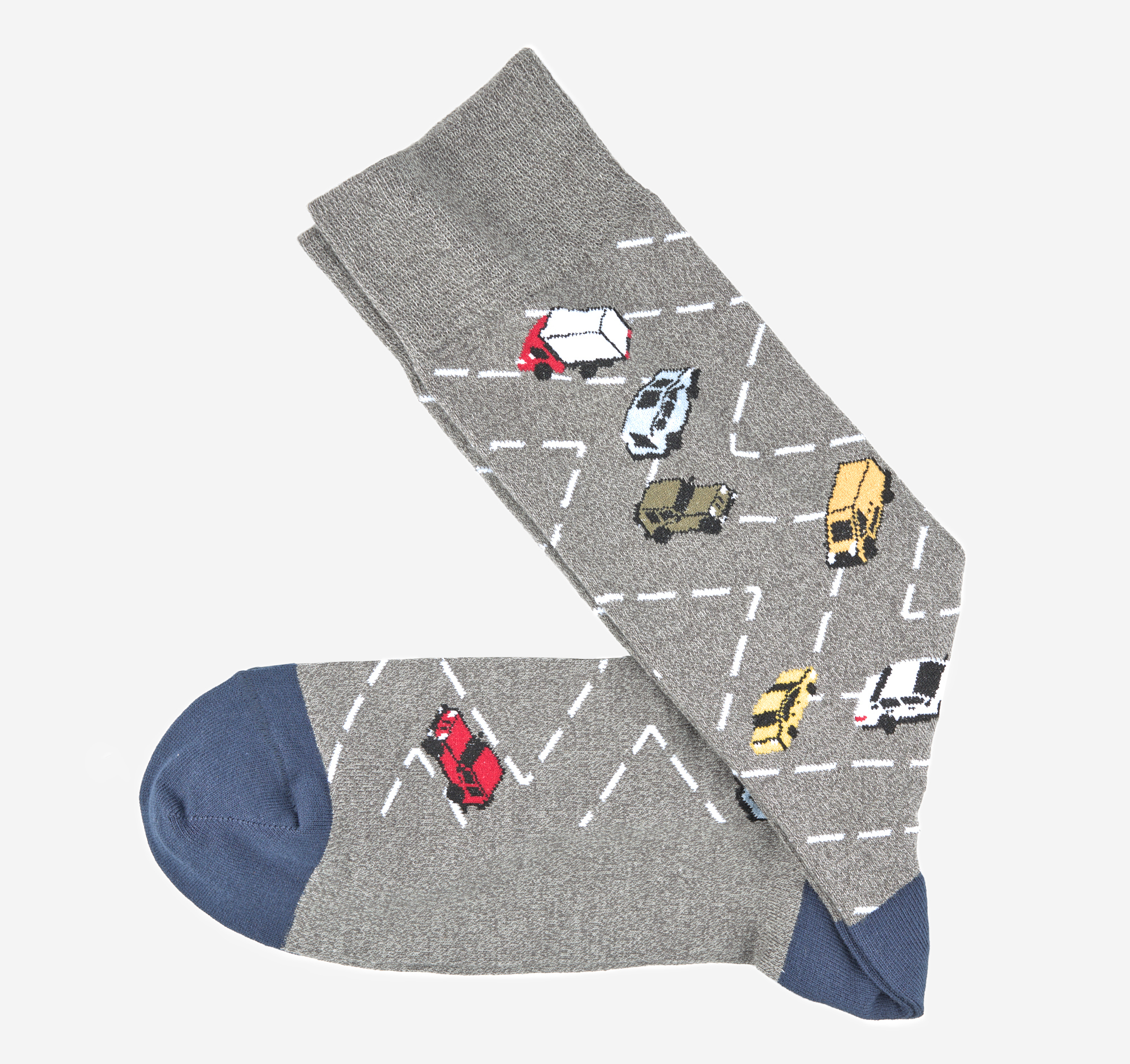 Johnston & Murphy Men's Novelty Socks - Gray Highway Cars - Size EACH