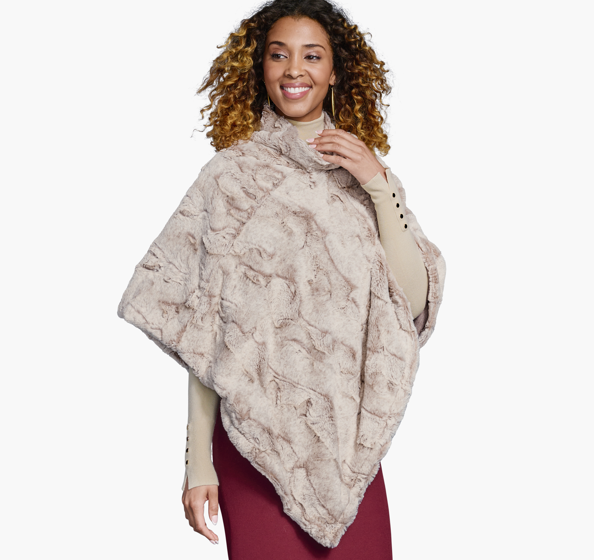 Reversible Faux-Fur Poncho image number null
