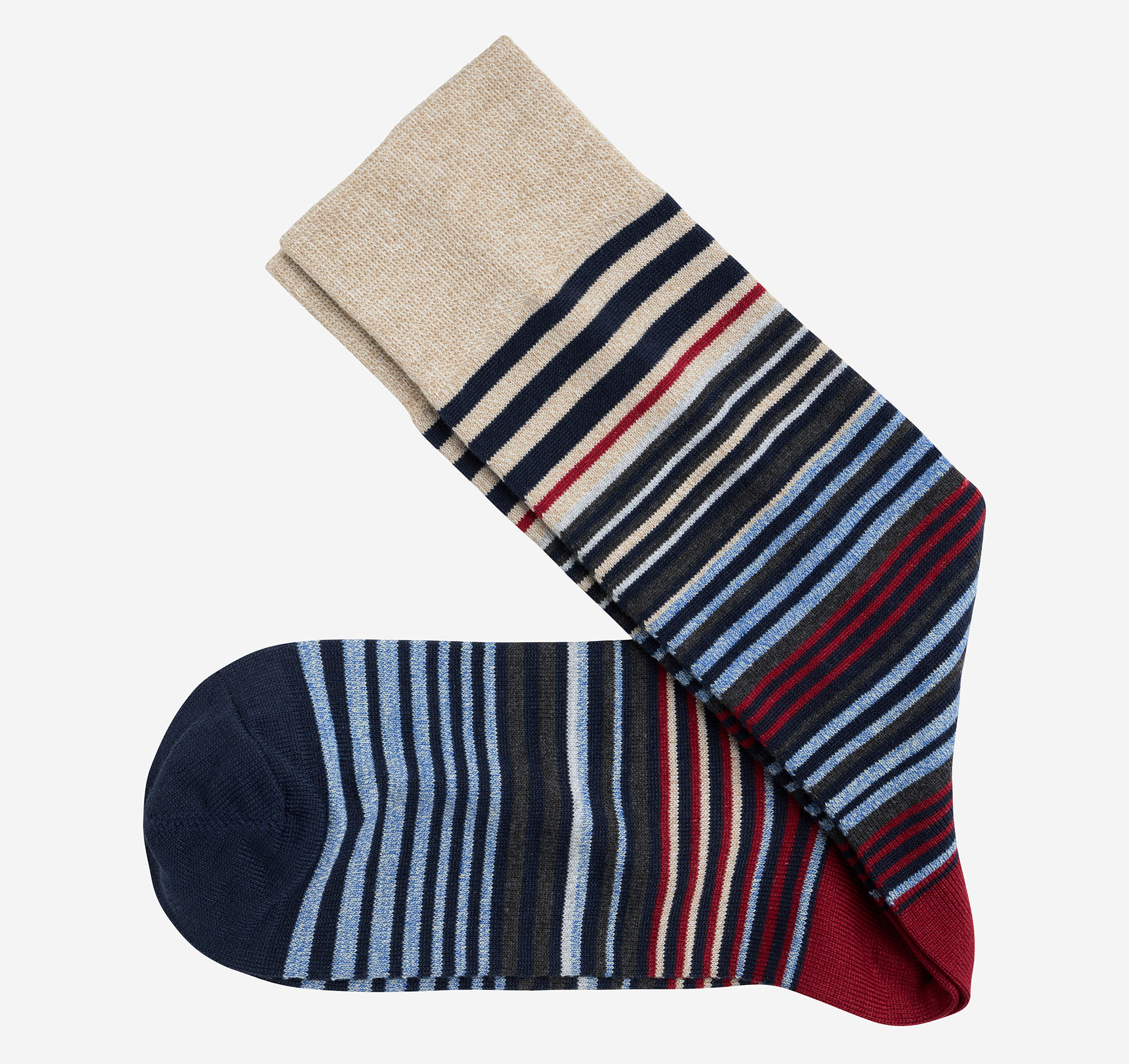 Johnston & Murphy Men's Striped Dress Socks - Navy/Burgundy Heathered Multi Stripe - Size EACH