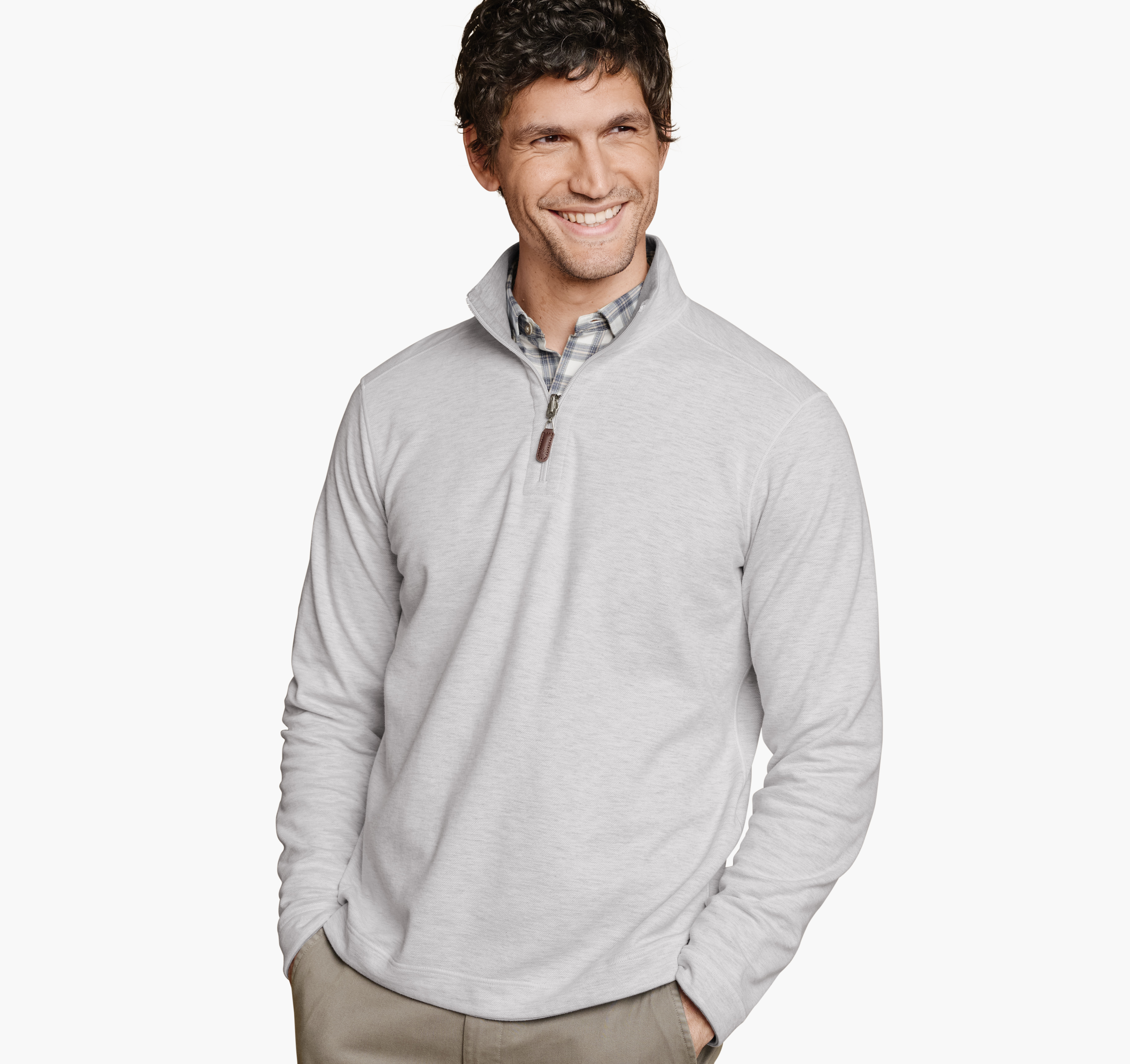 Johnston & Murphy Men's Icon Reversible Quarter-Zip - White/Storm - Size XXL - Regular