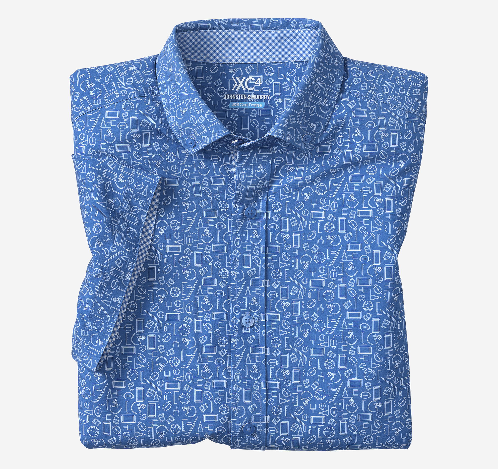 Johnston & Murphy Men's Game Day XC4 Short-Sleeve Multi-Sport Print Shirt - Royal - Size M - NA