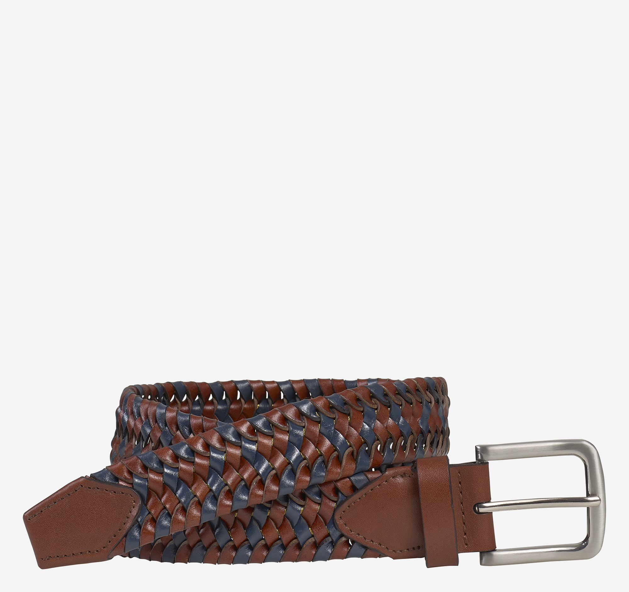 Woven Stretch-Leather Belt image number null
