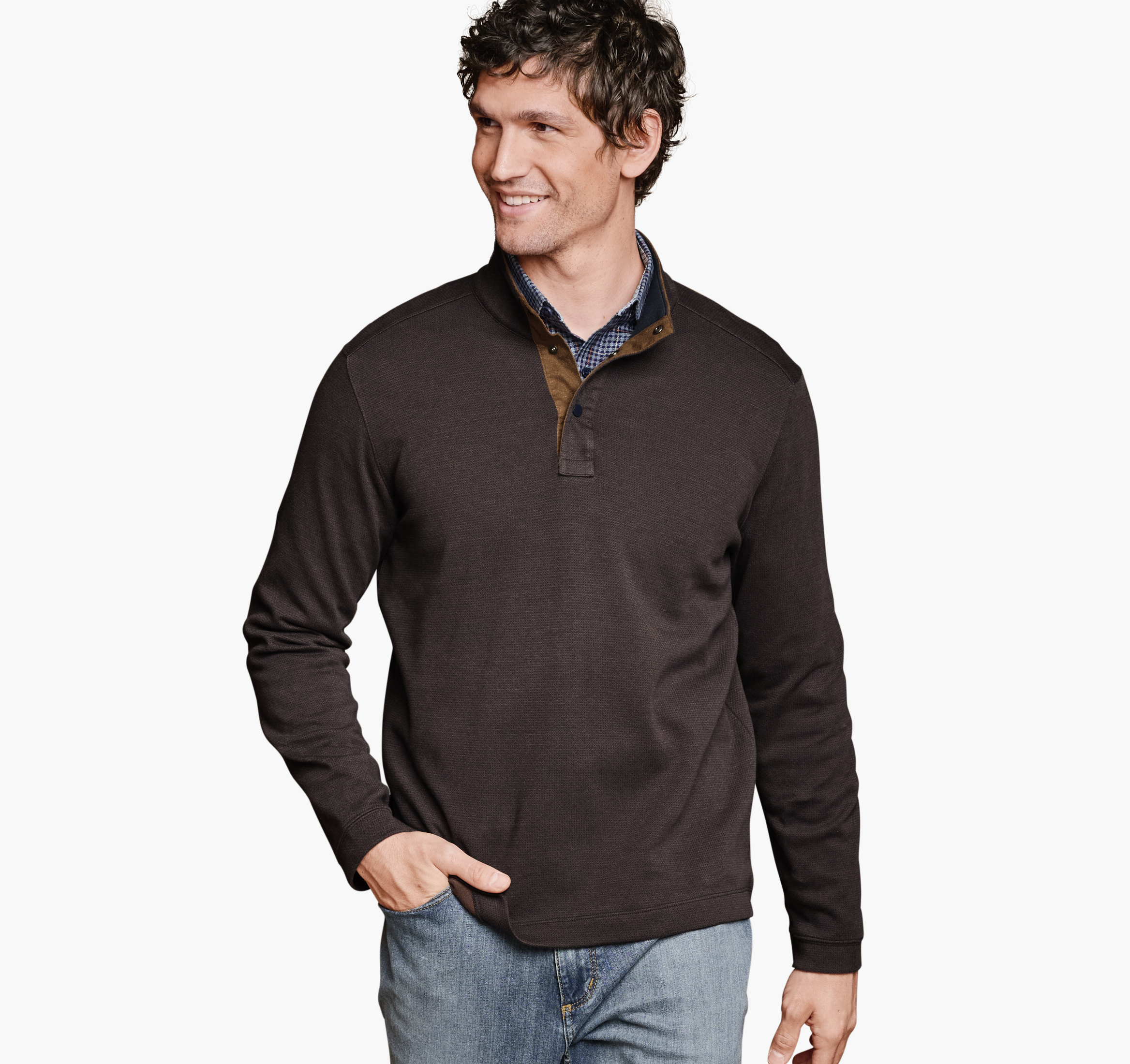 Johnston & Murphy Men's Westcott Quarter-Snap Pullover - Brown - Size XL - Regular