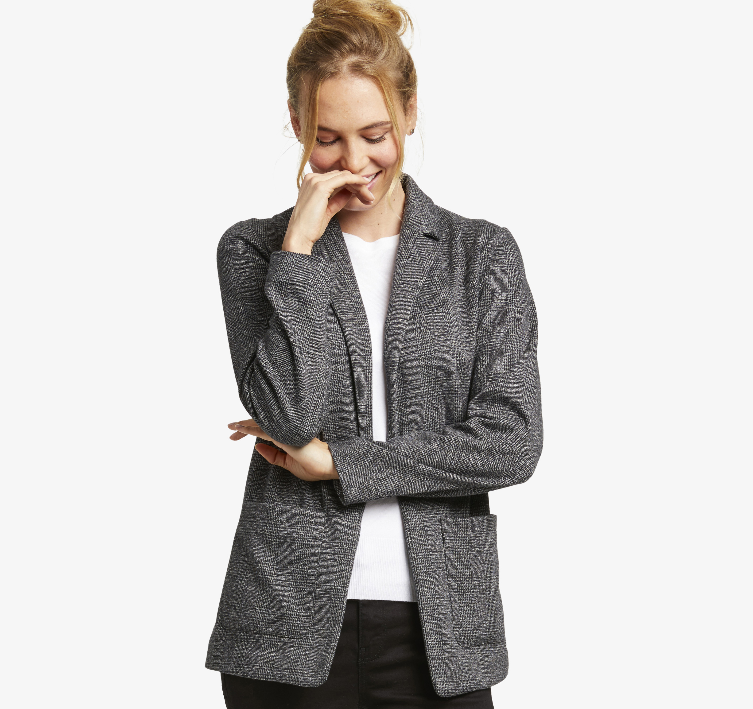 Image of Johnston & Murphy Women's Knit Blazer - Black/White - Size L