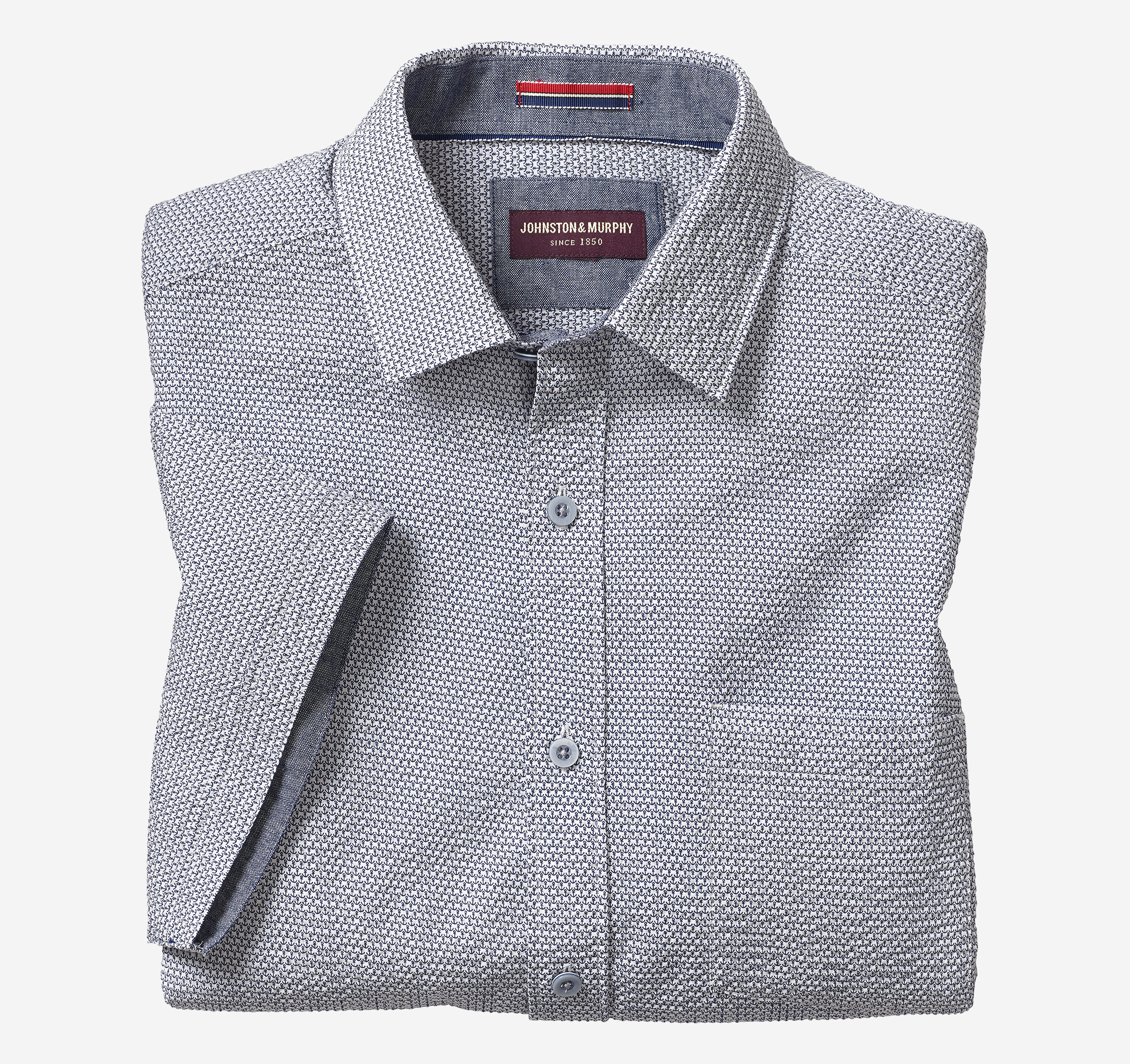 Seersucker ShortSleeve AnchorPrint Shirt Johnston & Murphy