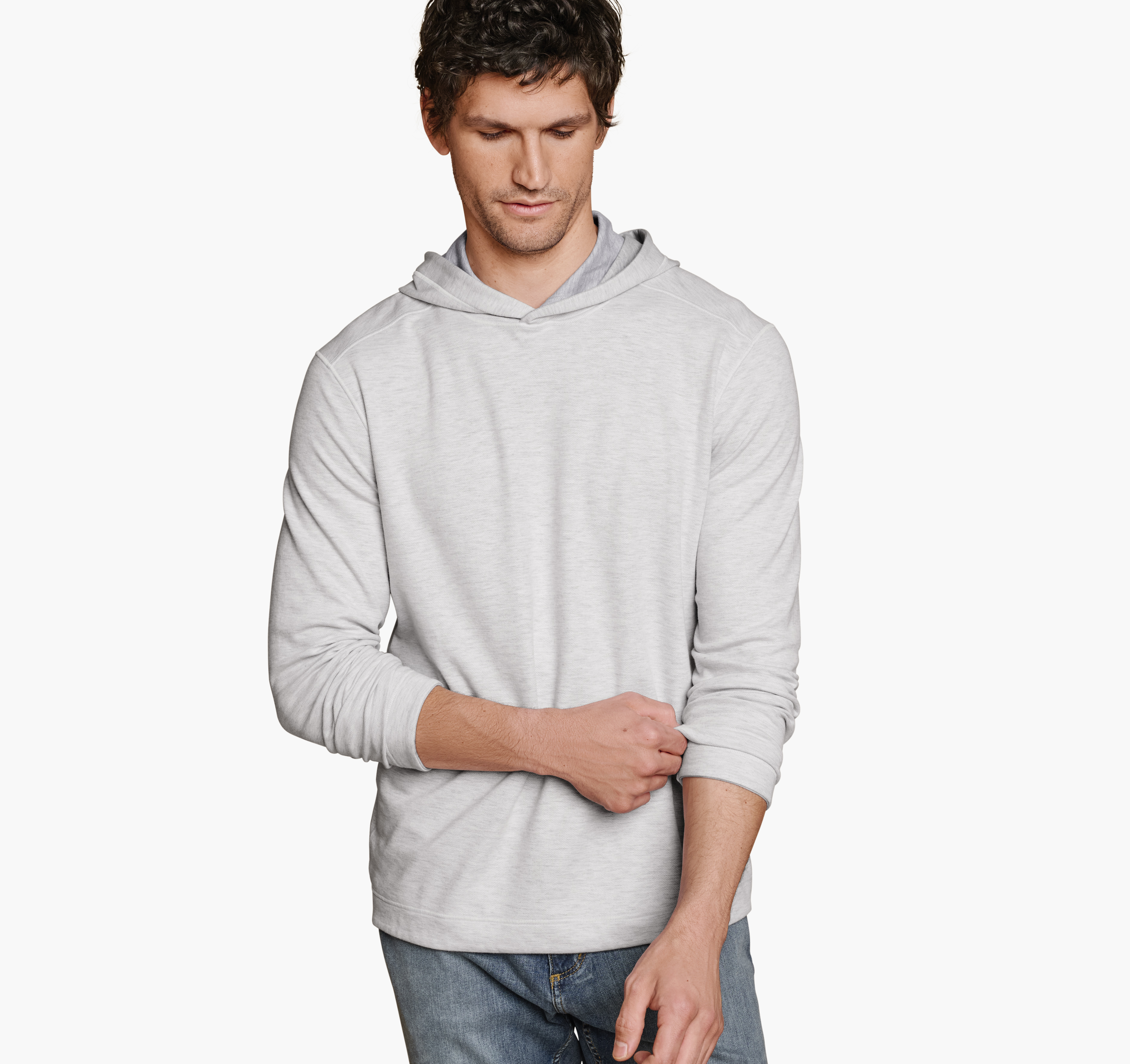 Johnston & Murphy Men's Icon Reversible Hooded Pullover - White/Storm - Size M - NA