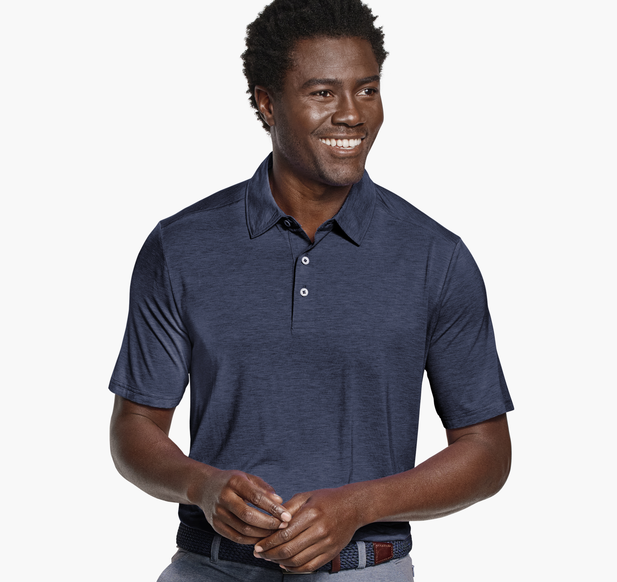 Johnston & Murphy Men's XC Apex Performance Polo - Navy Heather - Size XXL - Regular