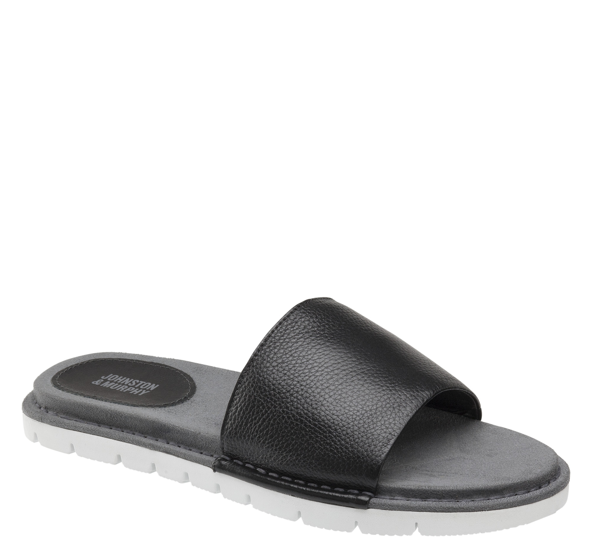 Johnston & Murphy Men's Prescott Slide - Black Tumbled Full Grain