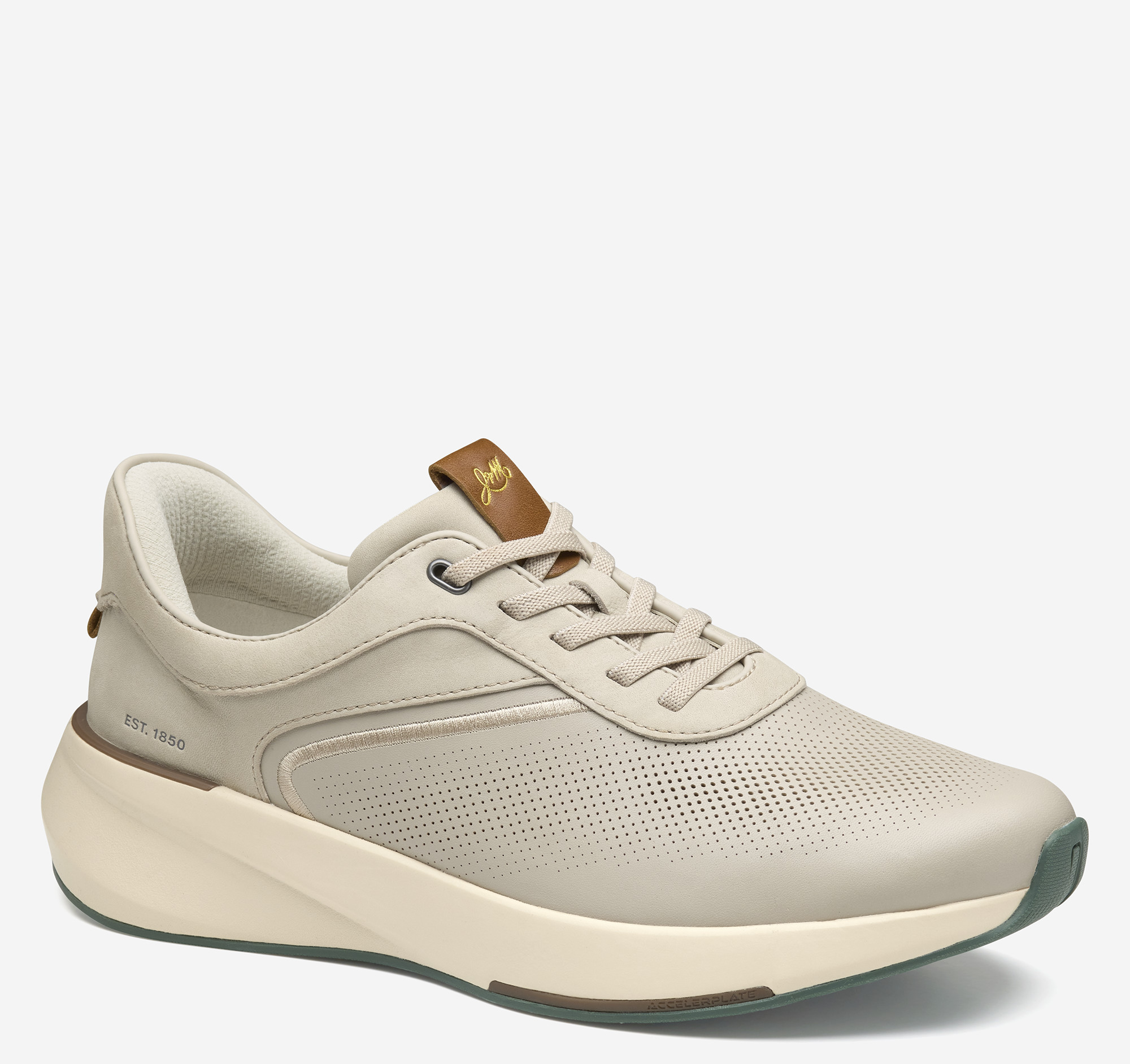 Johnston & Murphy Men's Surge U-Throat - Beige Full-Grain Leather/Nubuck - Size 9.5 - M