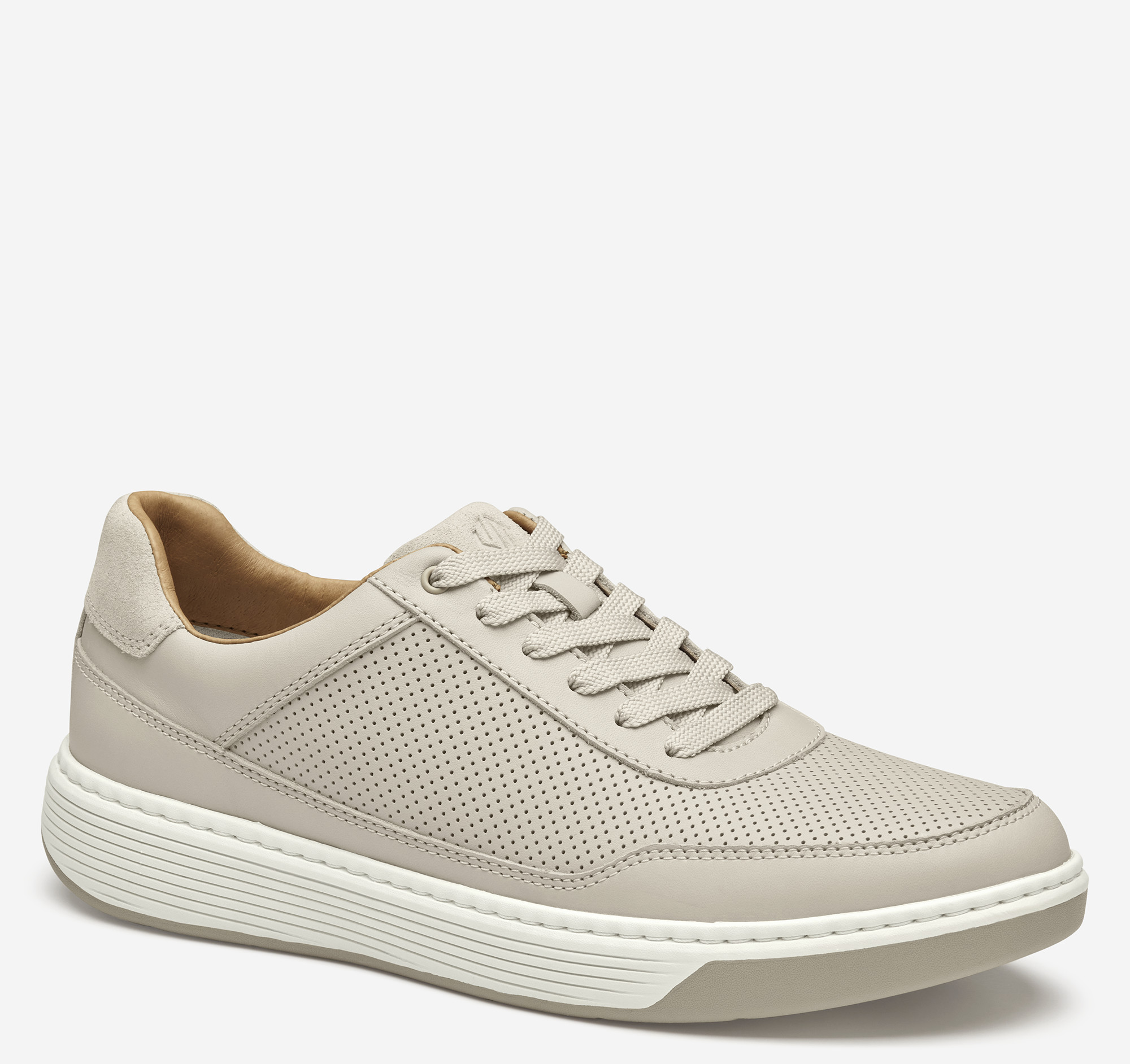 Johnston & Murphy Men's Dawson Perfed U-Throat - Beige Full-Grain Leather - Size 14 - M