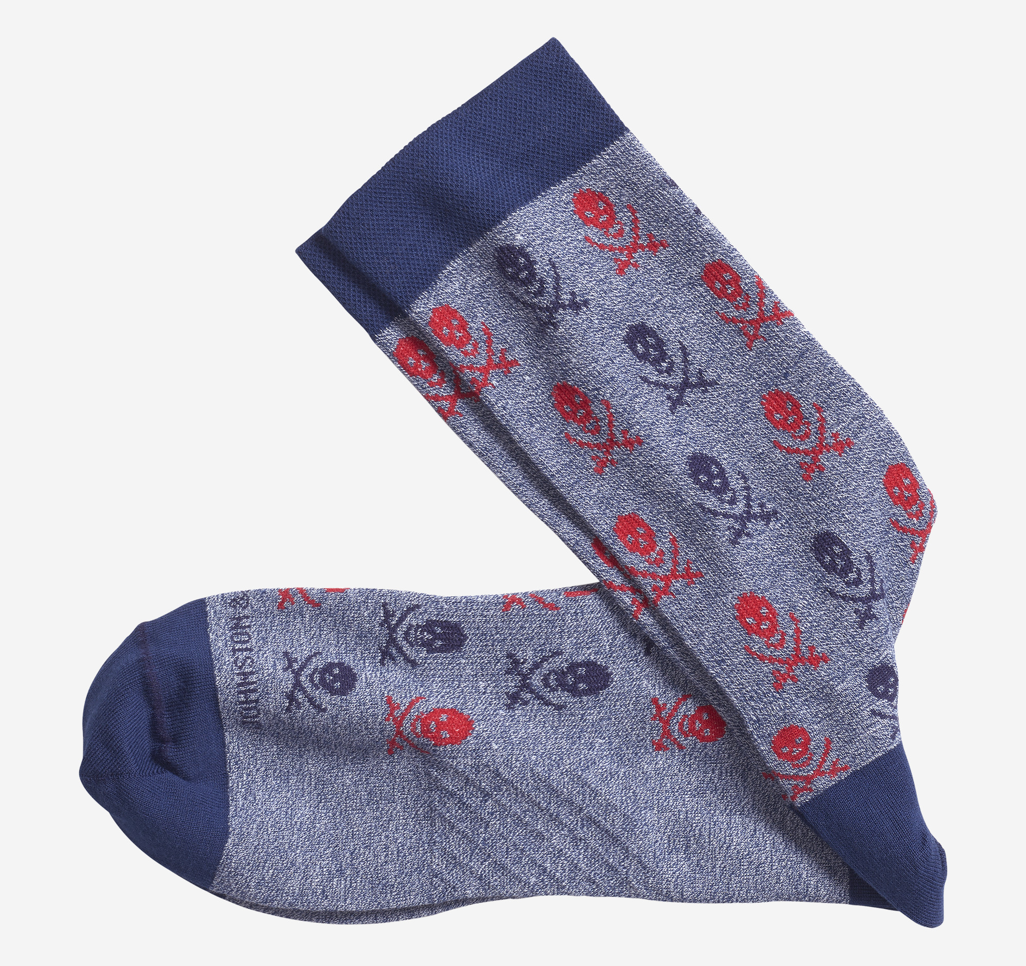 Image of Johnston & Murphy Ribbed Skull Socks