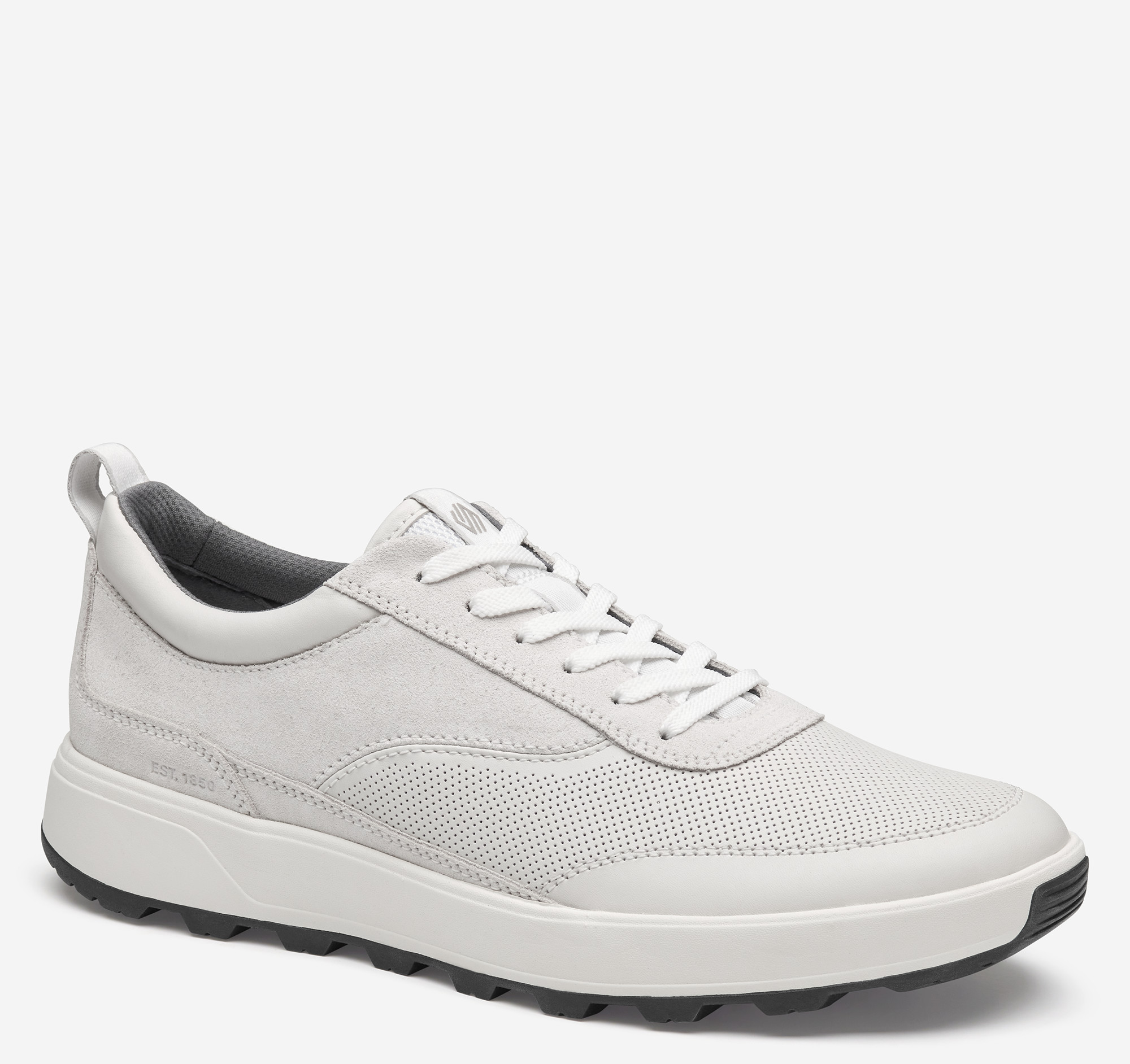 Johnston & Murphy Men's Lucas U-Throat - White Full-Grain Leather/Suede - Size 8 - M