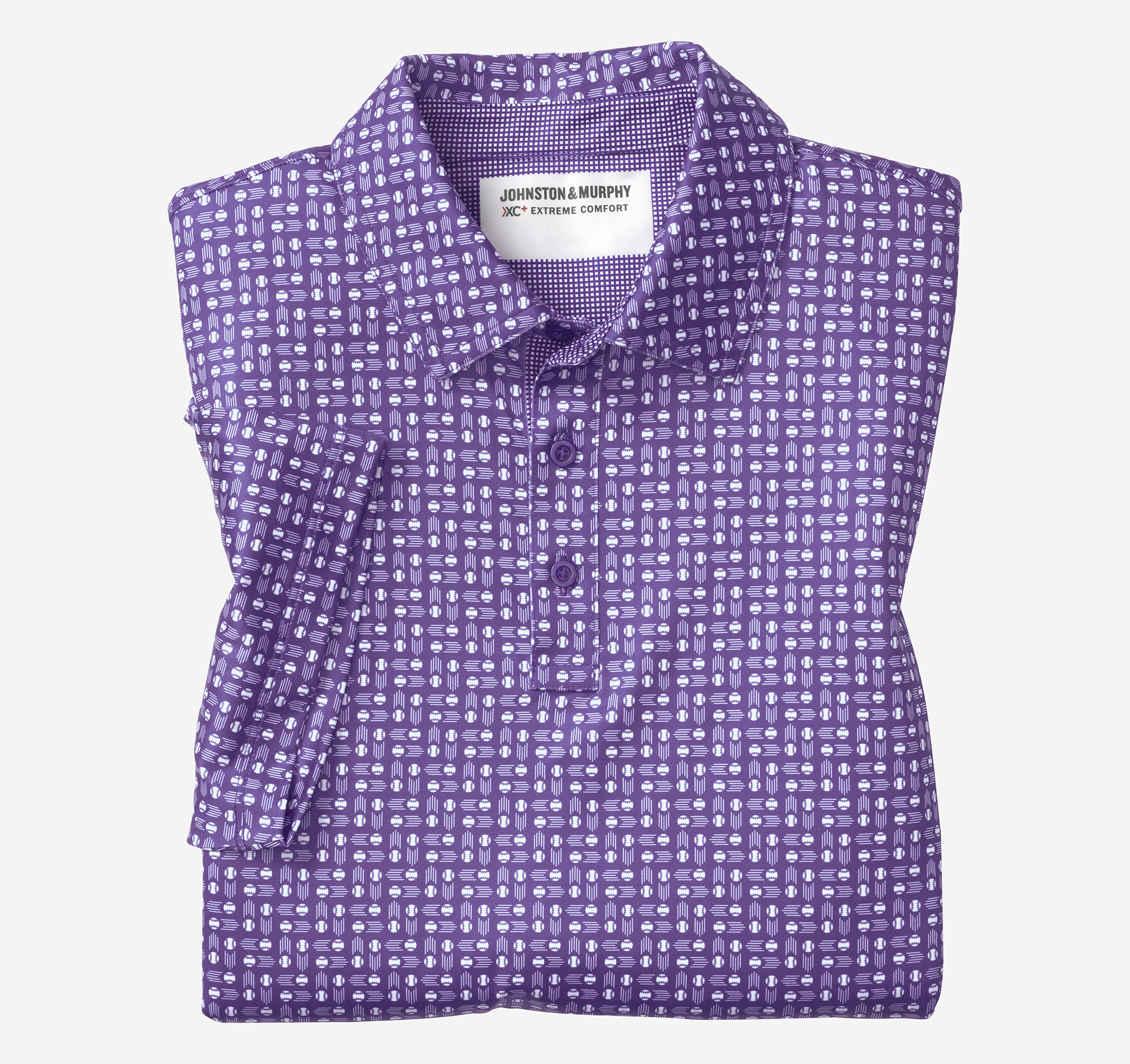 Johnston & Murphy Men's Game Day XC Baseball Print Polo - Purple - Size 3XL - Regular