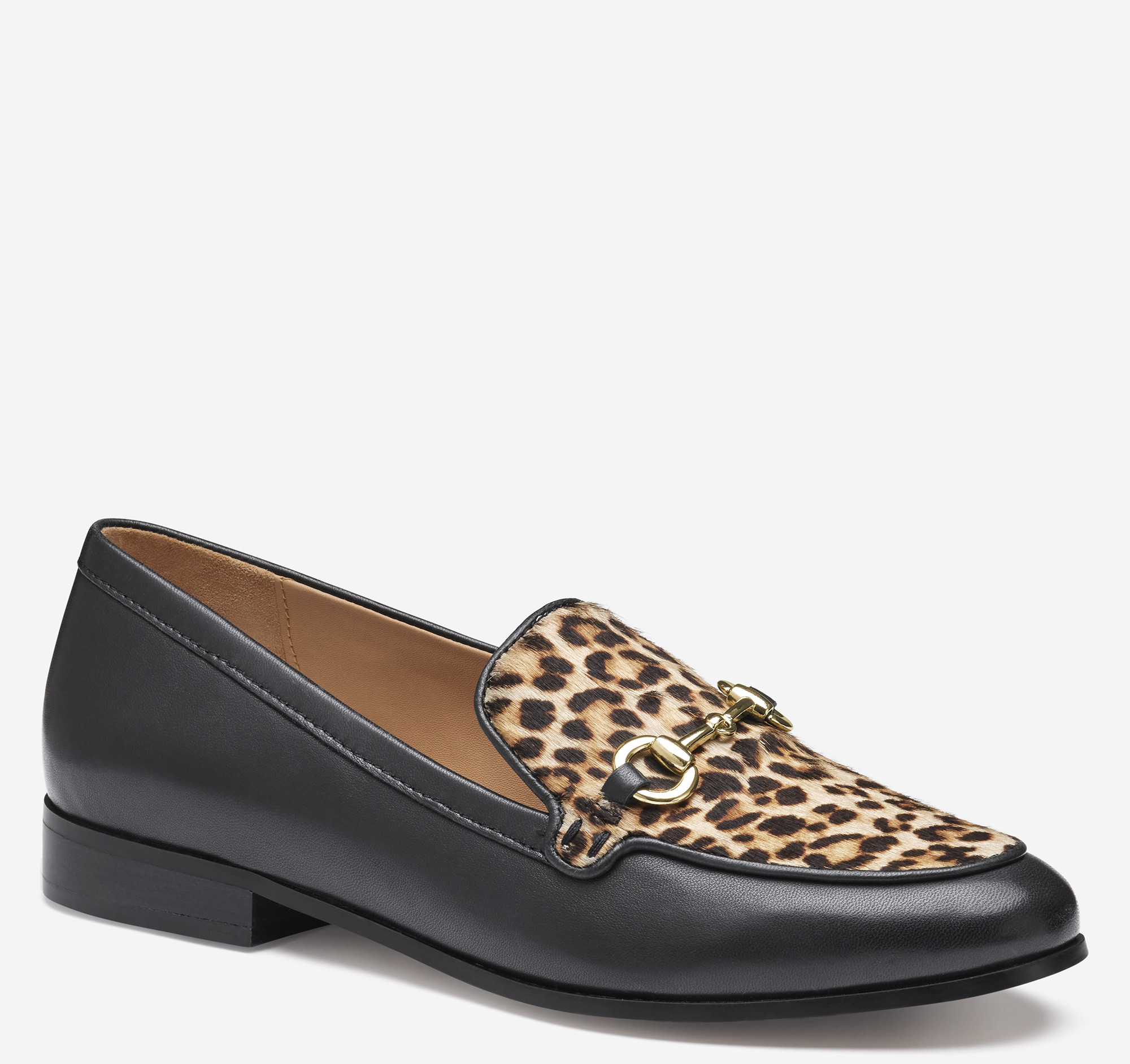 Women's Ali Bit Loafer in Black Glove Leather/Leopard Haircalf ...