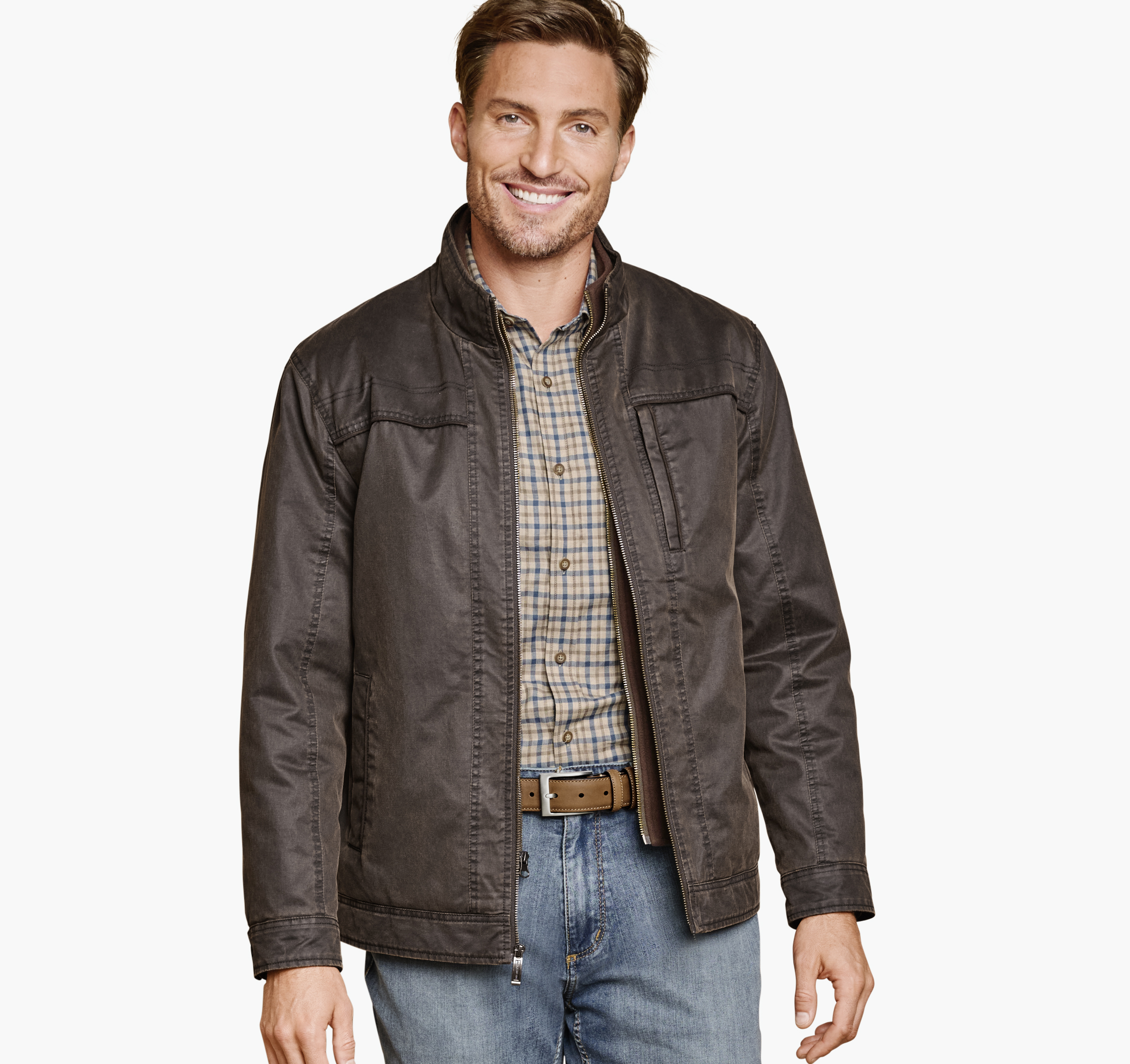 Men's Antique Cotton Jacket in Brown Johnston Murphy