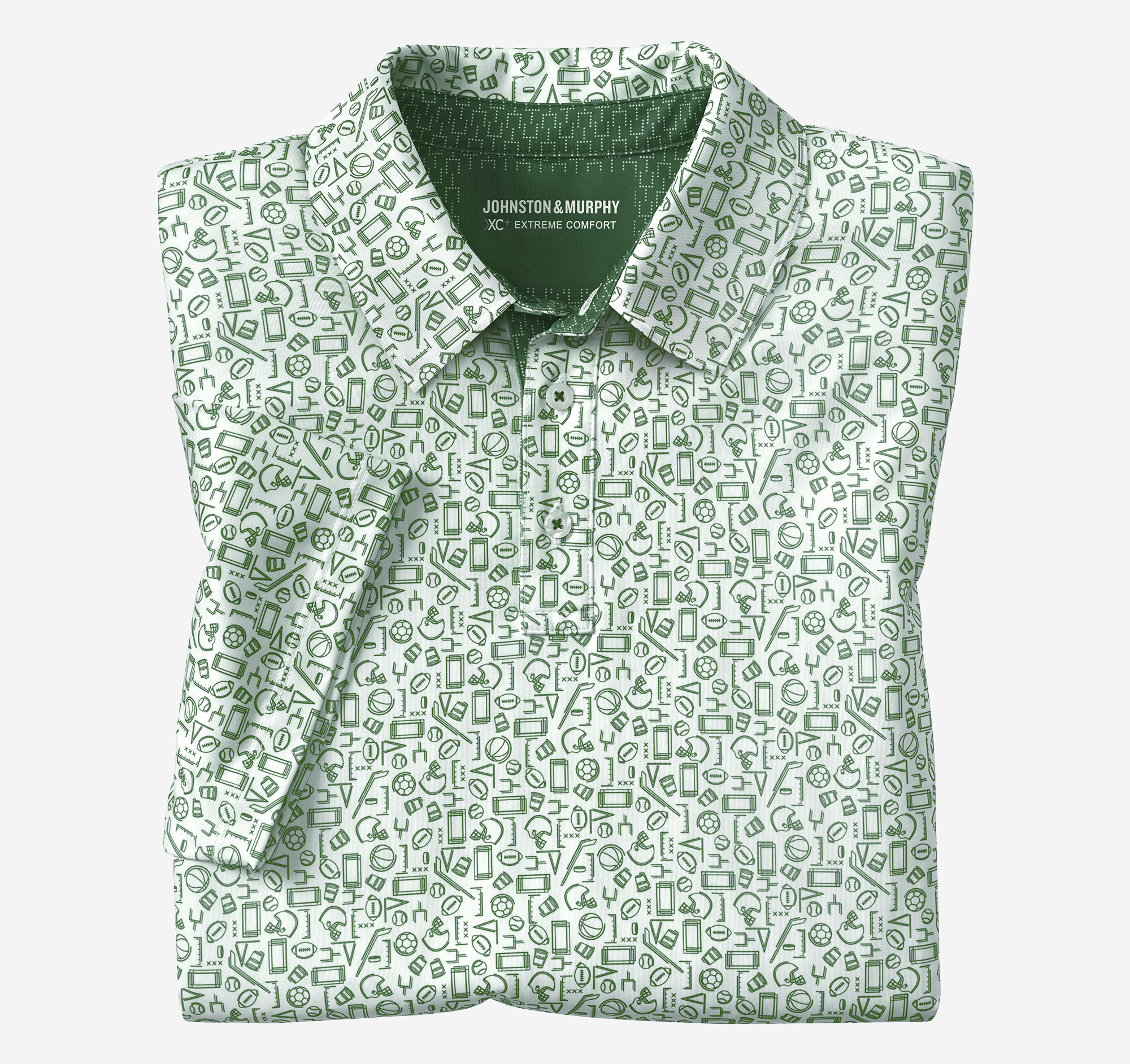 Johnston & Murphy Men's Game Day XC Multi-Sport Print Polo - Green - Size L - Regular