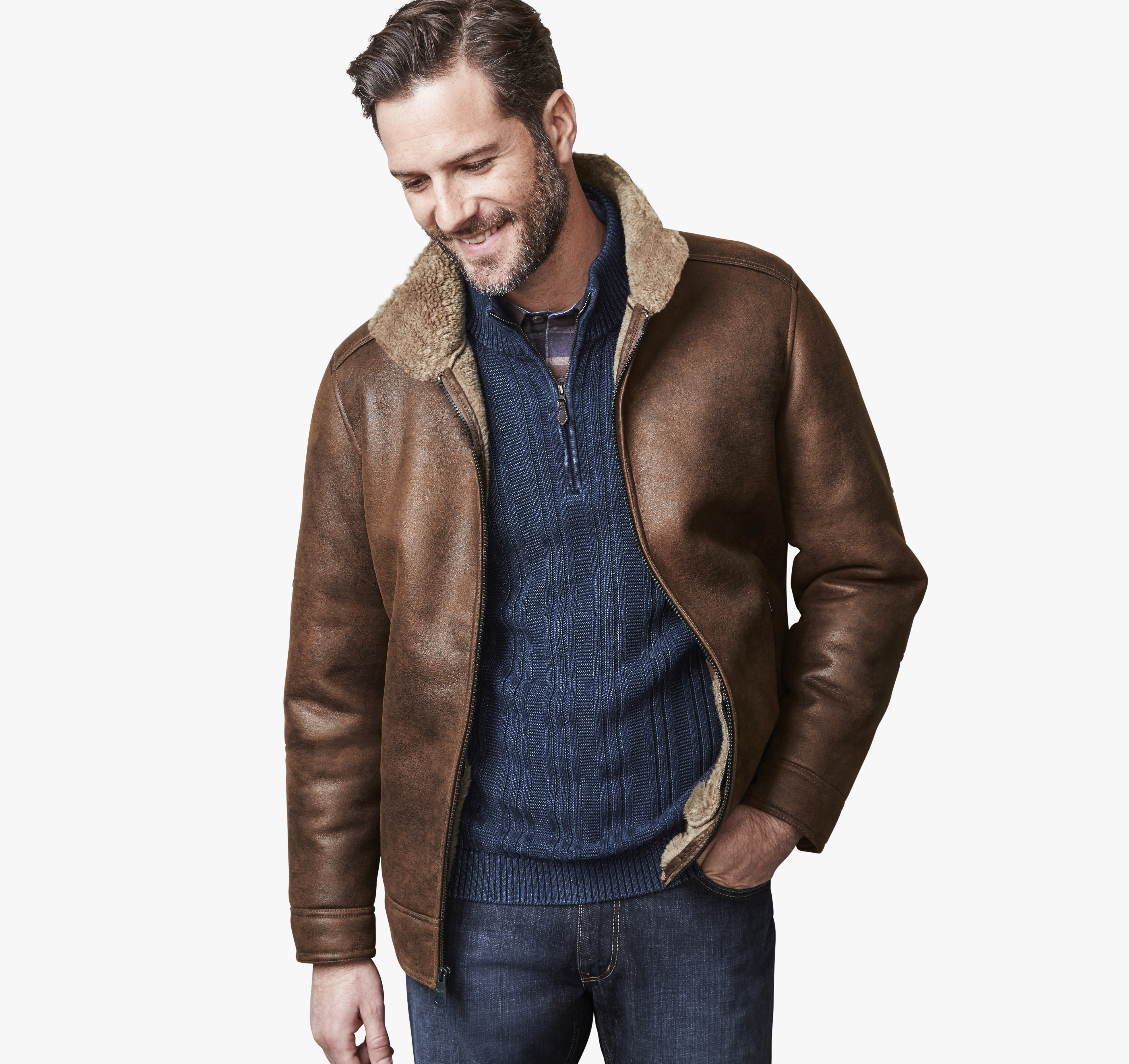 Faux-Shearling Aviator image number null