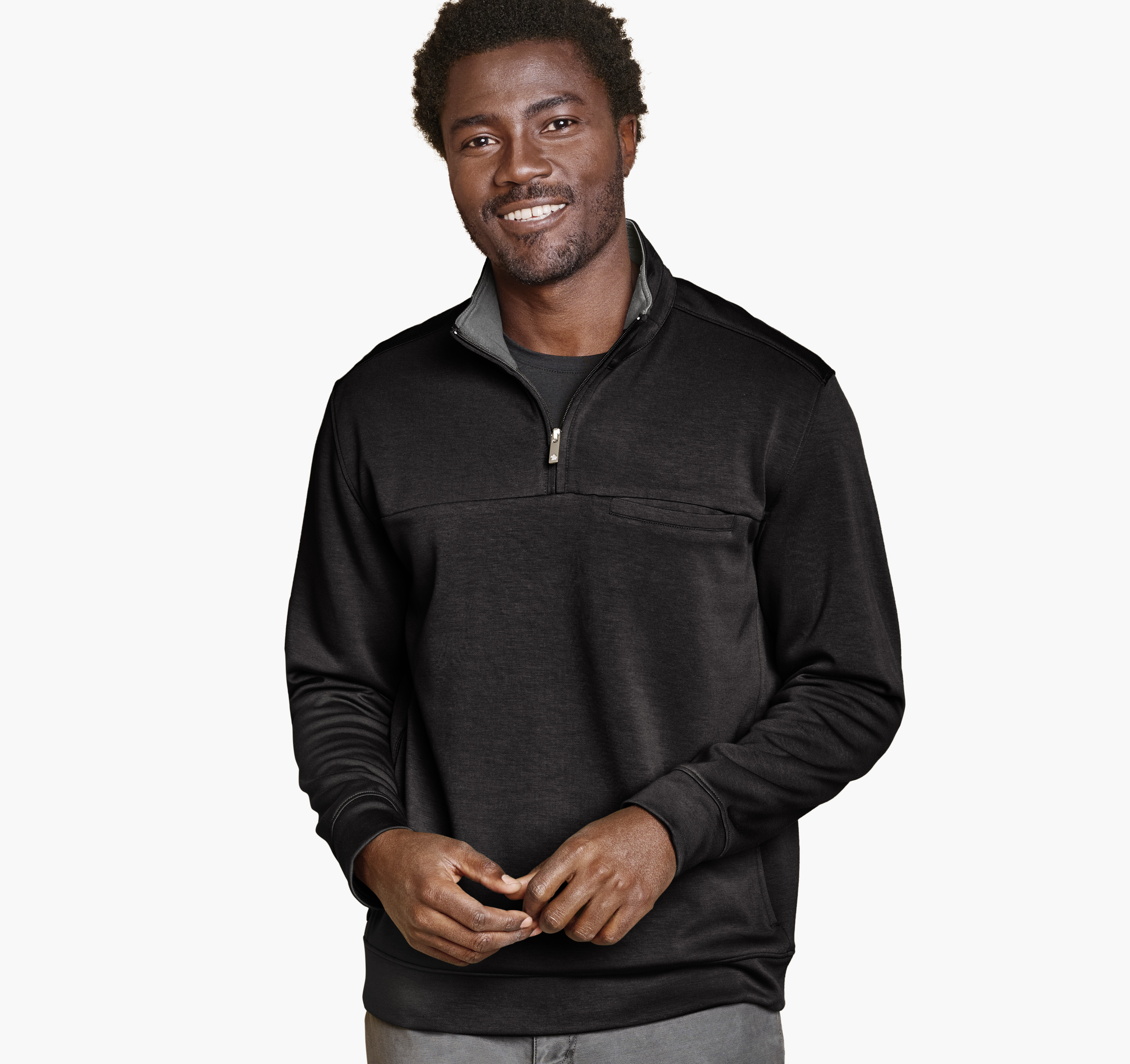 Johnston & Murphy Men's Essential Pocket Quarter-Zip - Black - Size S - NA