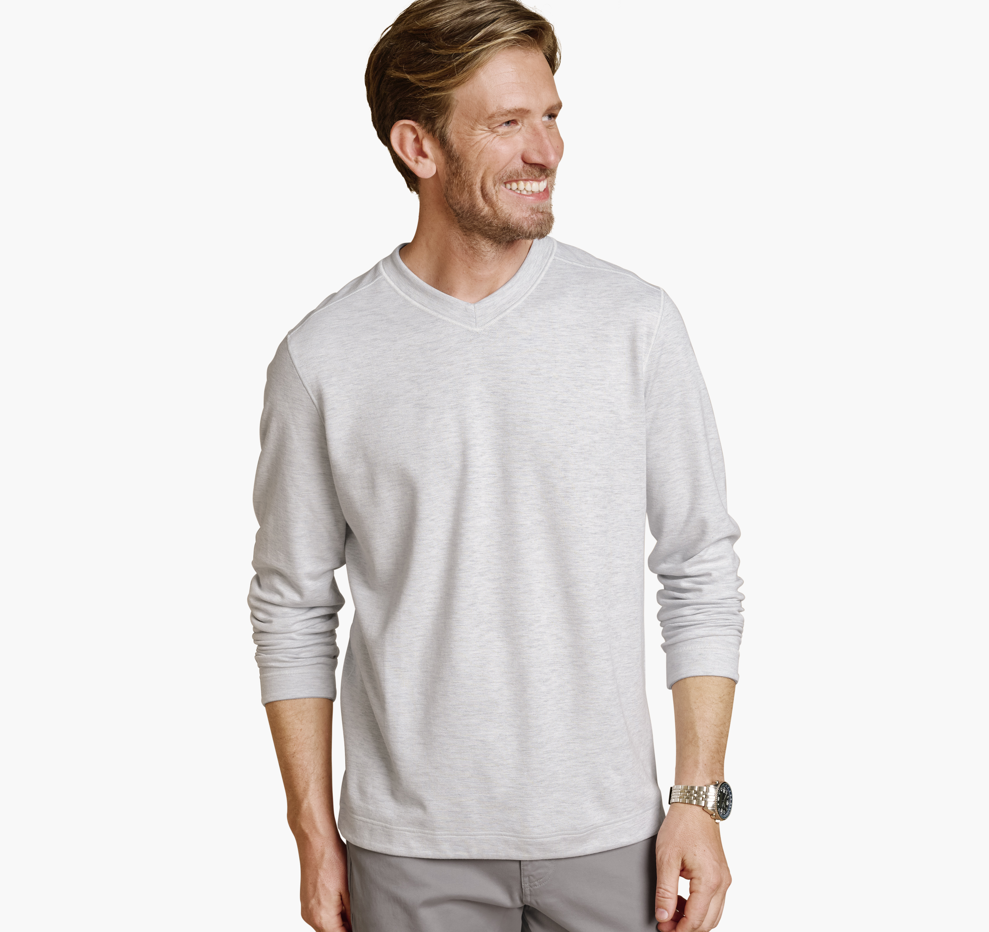Johnston & Murphy Men's Icon Reversible V-Neck Pullover - White/Storm - Size 3XL - NA