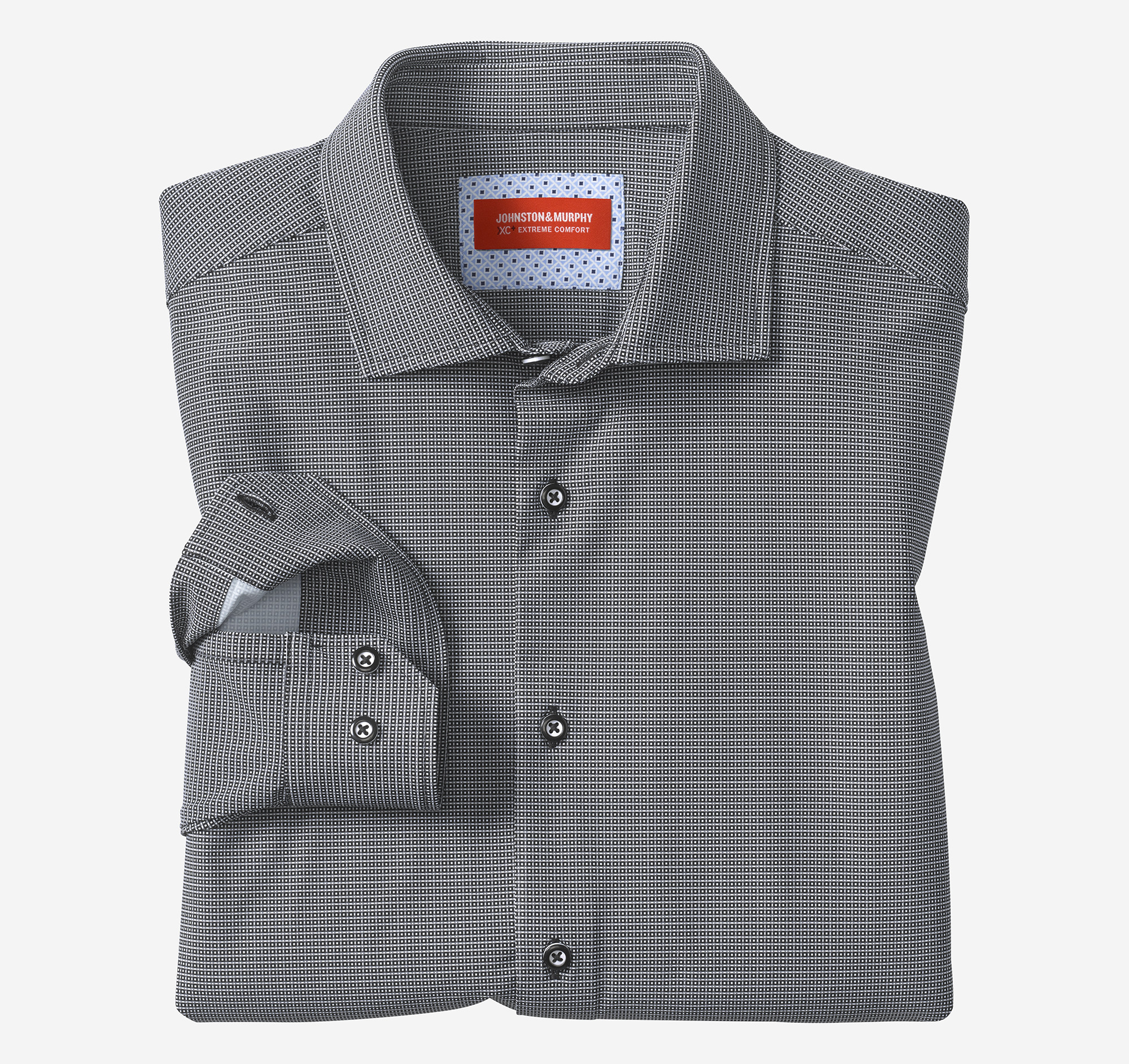 Johnston & Murphy Men's XC Motion Long-Sleeve Dress Knit Shirt - Black Box - Size M - Regular