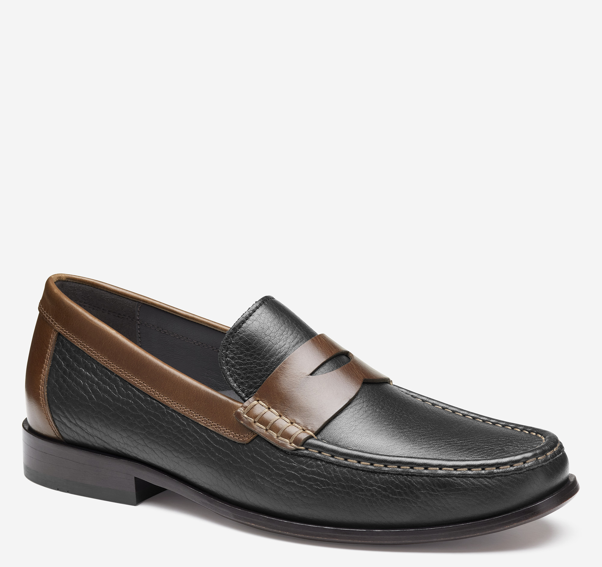 Johnston & Murphy Men's Humphrey Penny Loafer - Black/Brown Full-Grain Leather - Size 10.5 - M