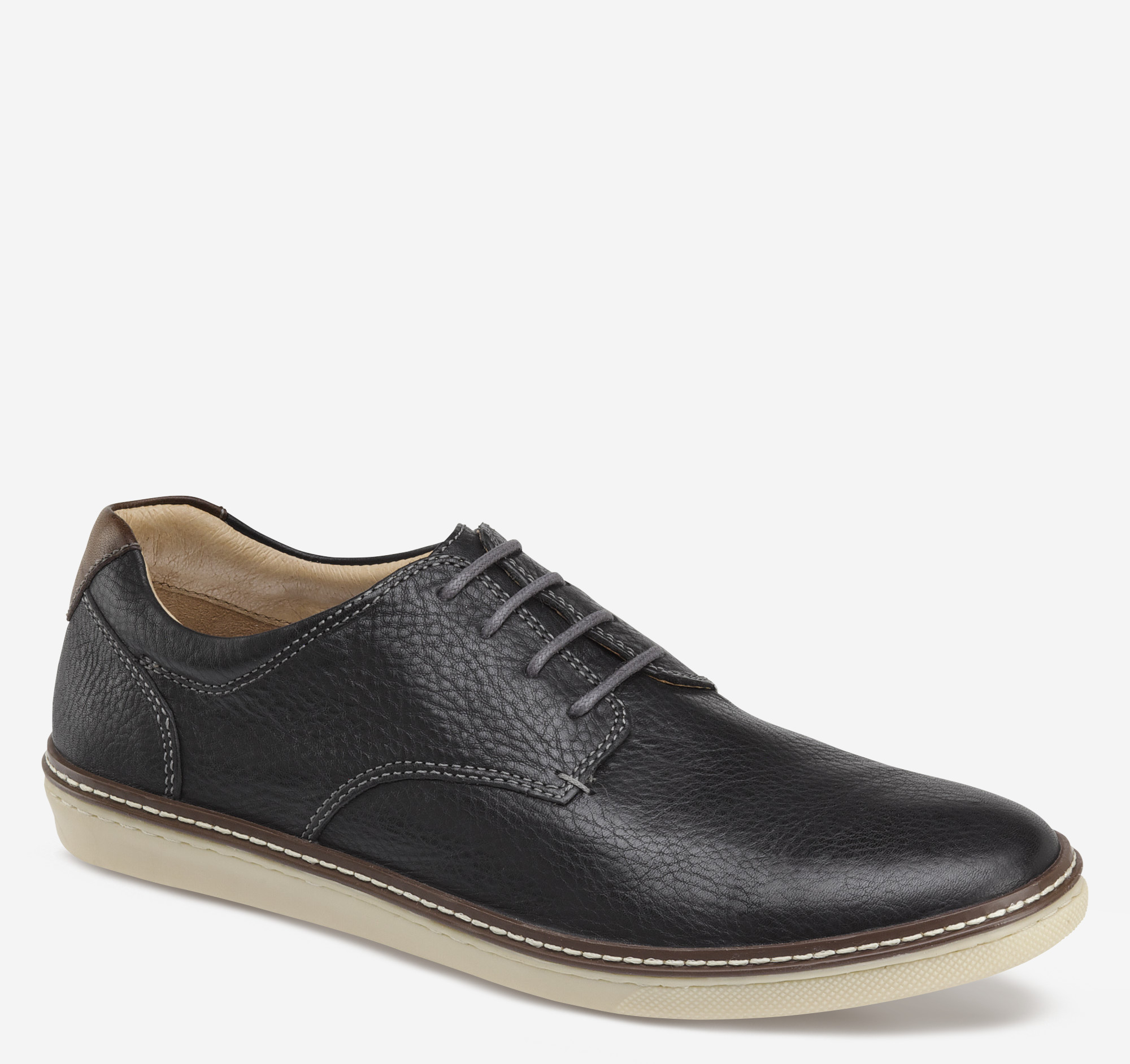 johnston & murphy mcguffey brown plain toe leather sneakers
