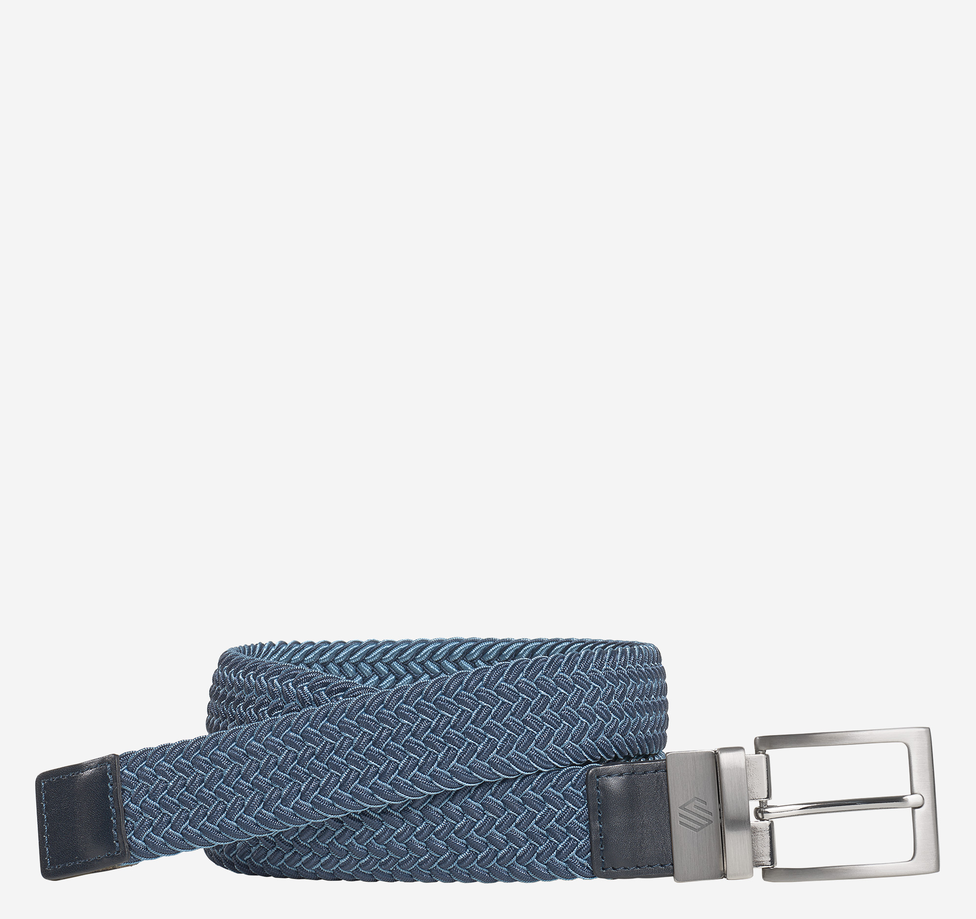 Blue, Beige, Light Blue Braided Elastic Belt Nickel Free