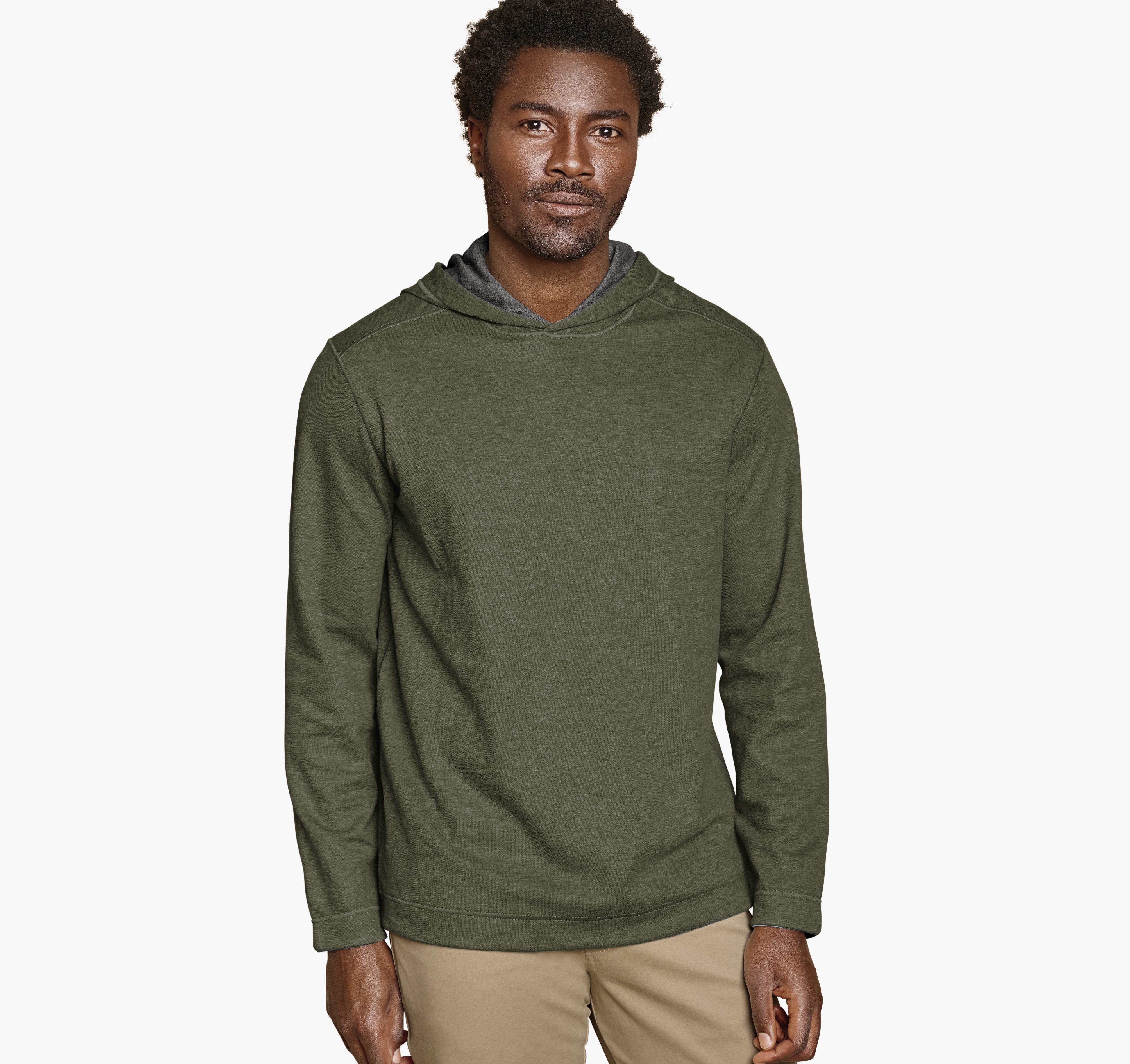 Johnston & Murphy Men's Icon Reversible Hooded Pullover - Olive/Charcoal - Size S - NA