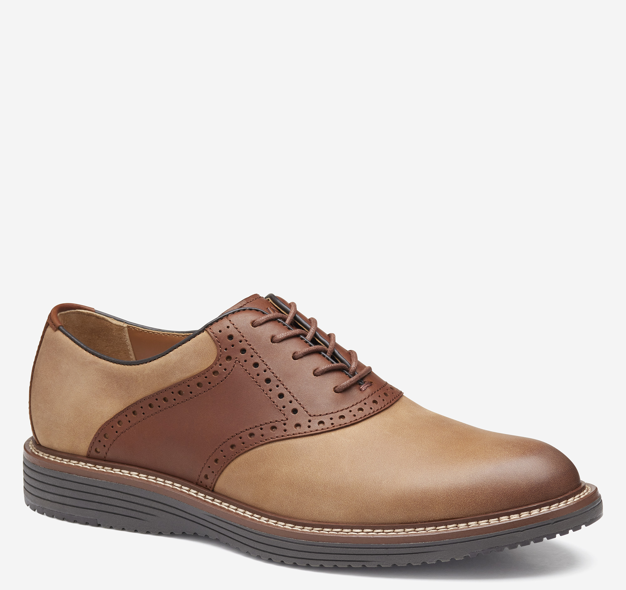 Johnston & Murphy Men's Upton Saddle - Tan Oiled/Tan Full Grain Leather - Size 8 - M