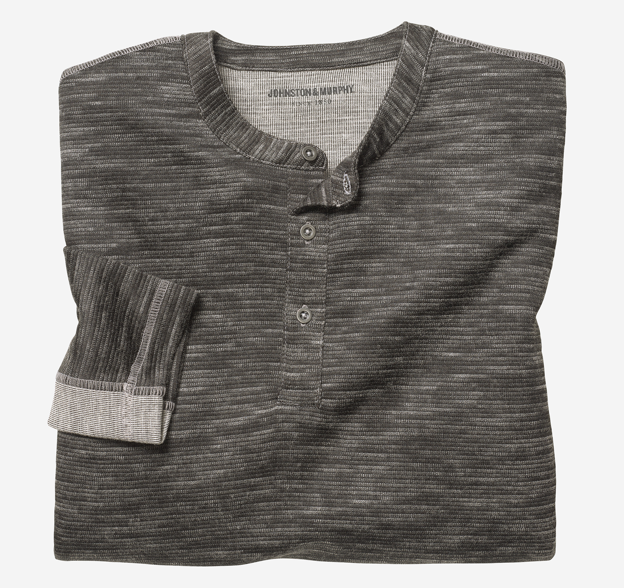 Striated Knit Henley image number null