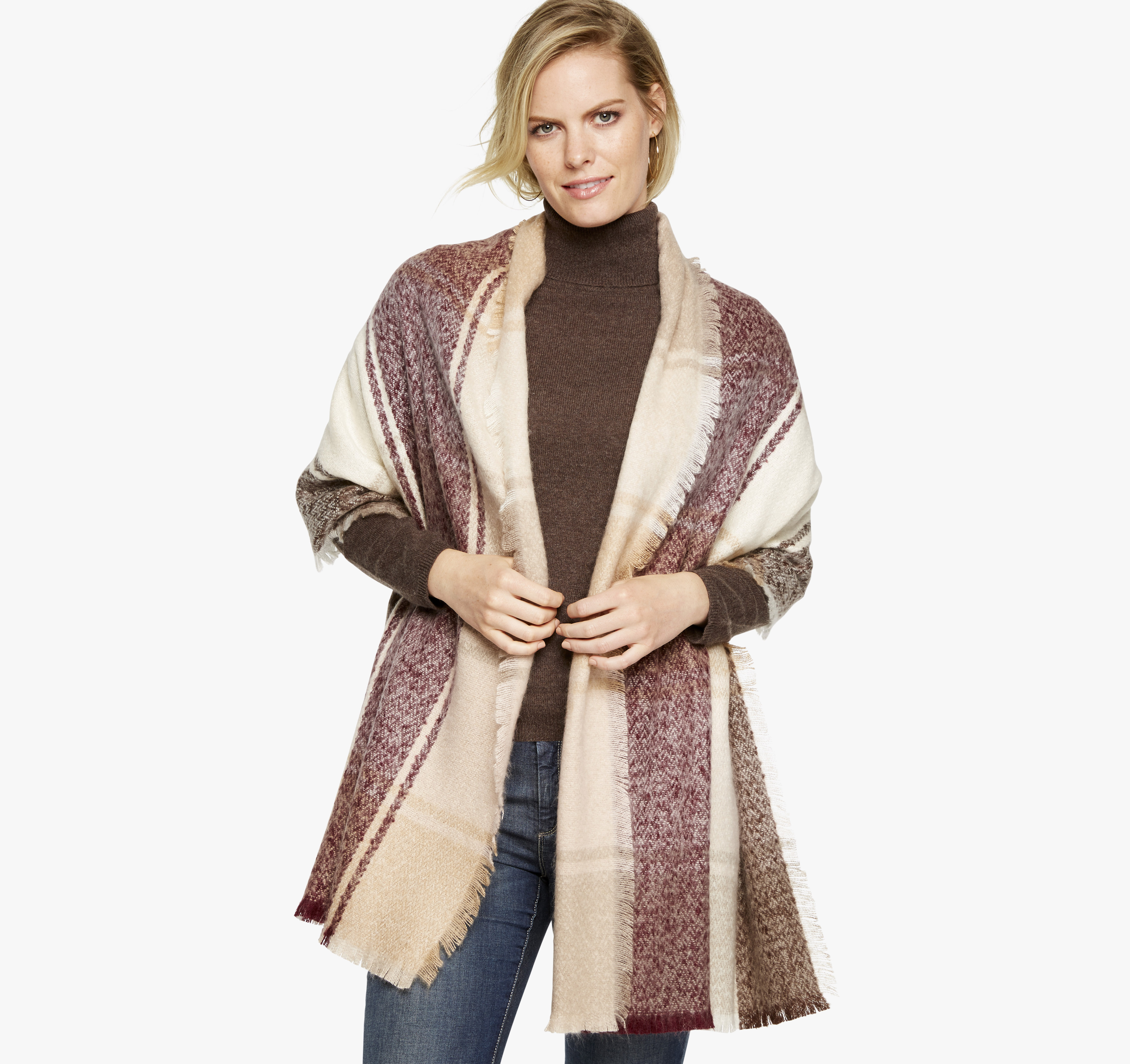 Large Plaid Blanket Scarf Johnston & Murphy