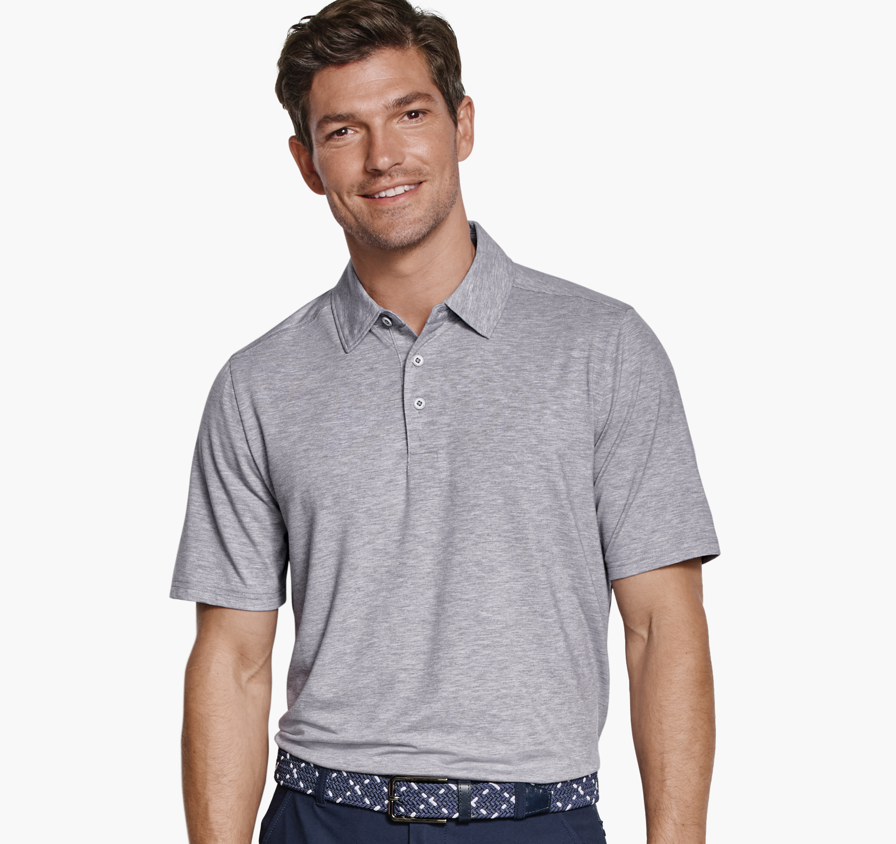Johnston & Murphy Men's XC Apex Performance Polo - Gray Heather - Size M - Regular