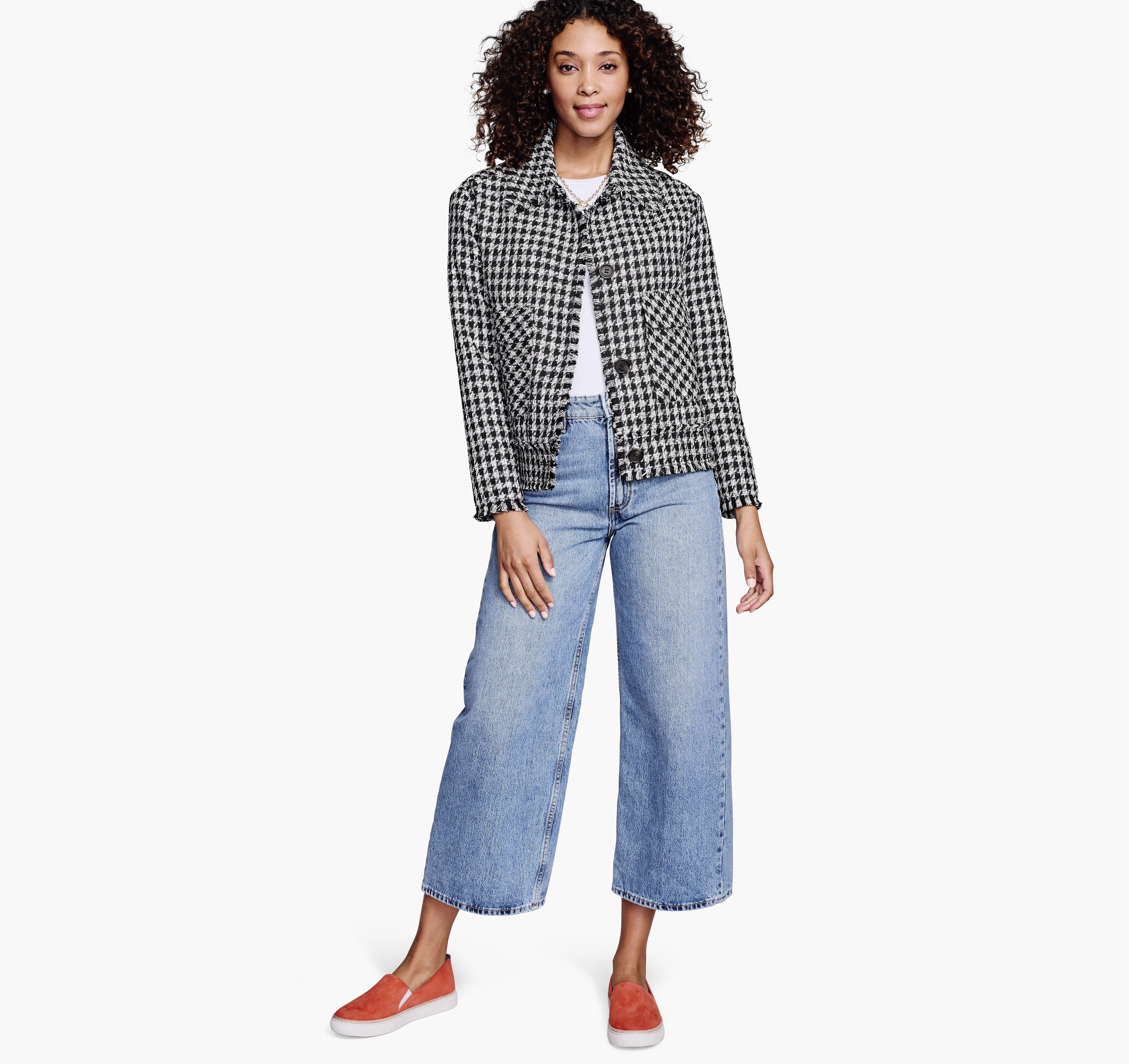 Raw-Edge Houndstooth Jacket image number null