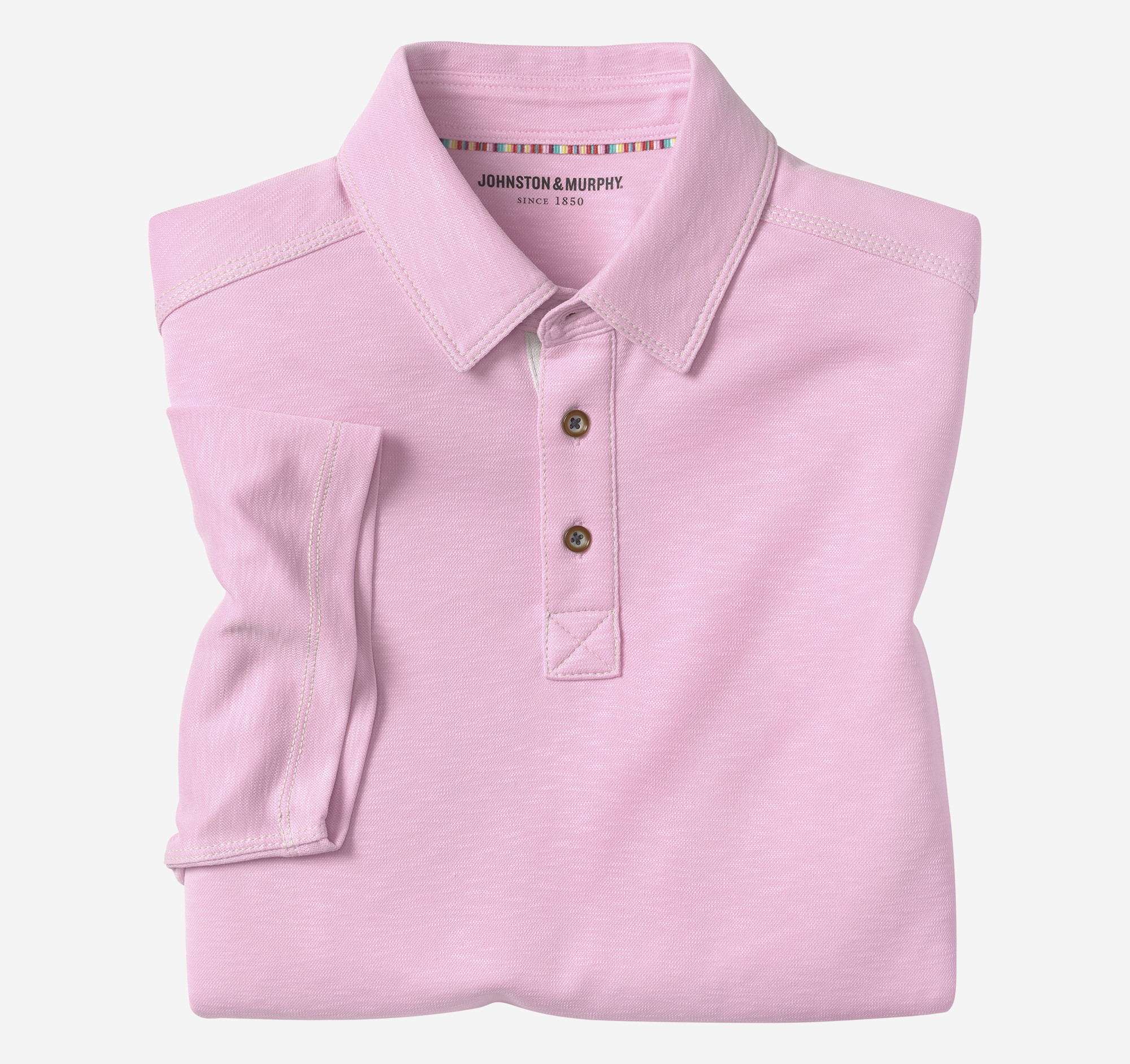 Johnston & Murphy Men's Vintage Slub Polo - Hot Pink - Size L - Regular