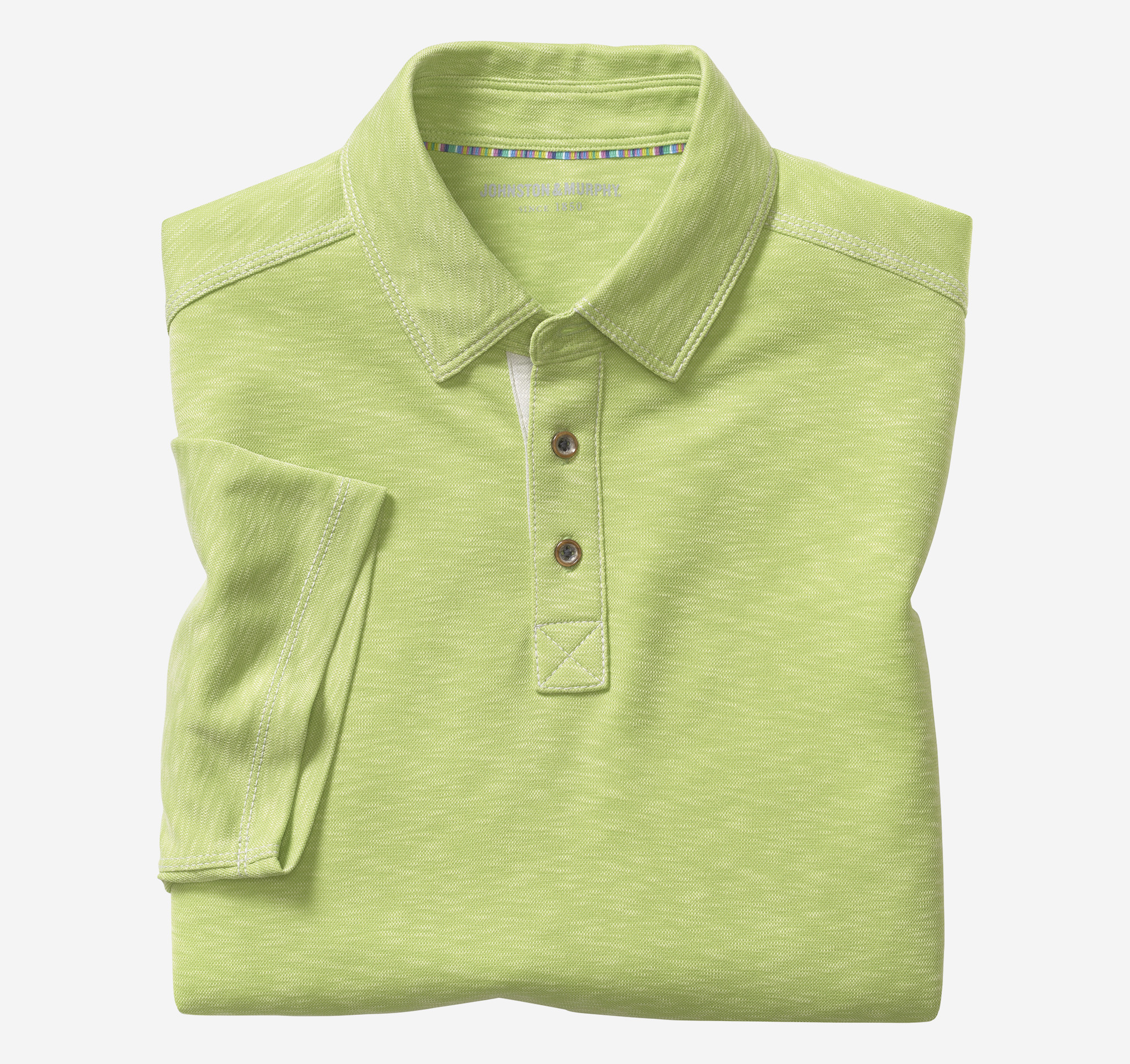 Johnston & Murphy Men's Vintage Slub Polo - Lime - Size XL