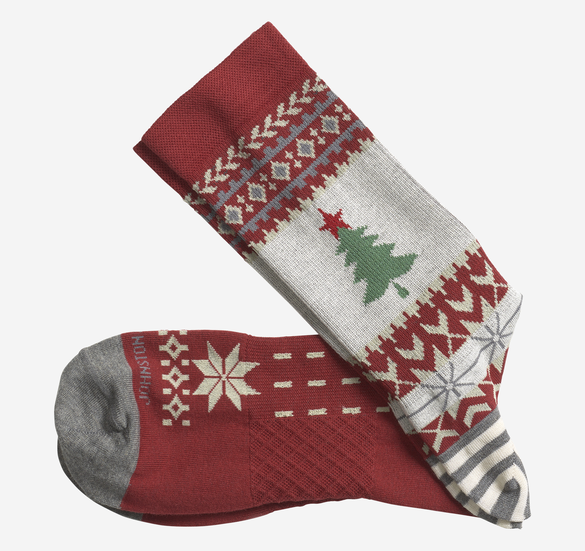 Image of Johnston & Murphy Ribbed Christmas Tree Socks