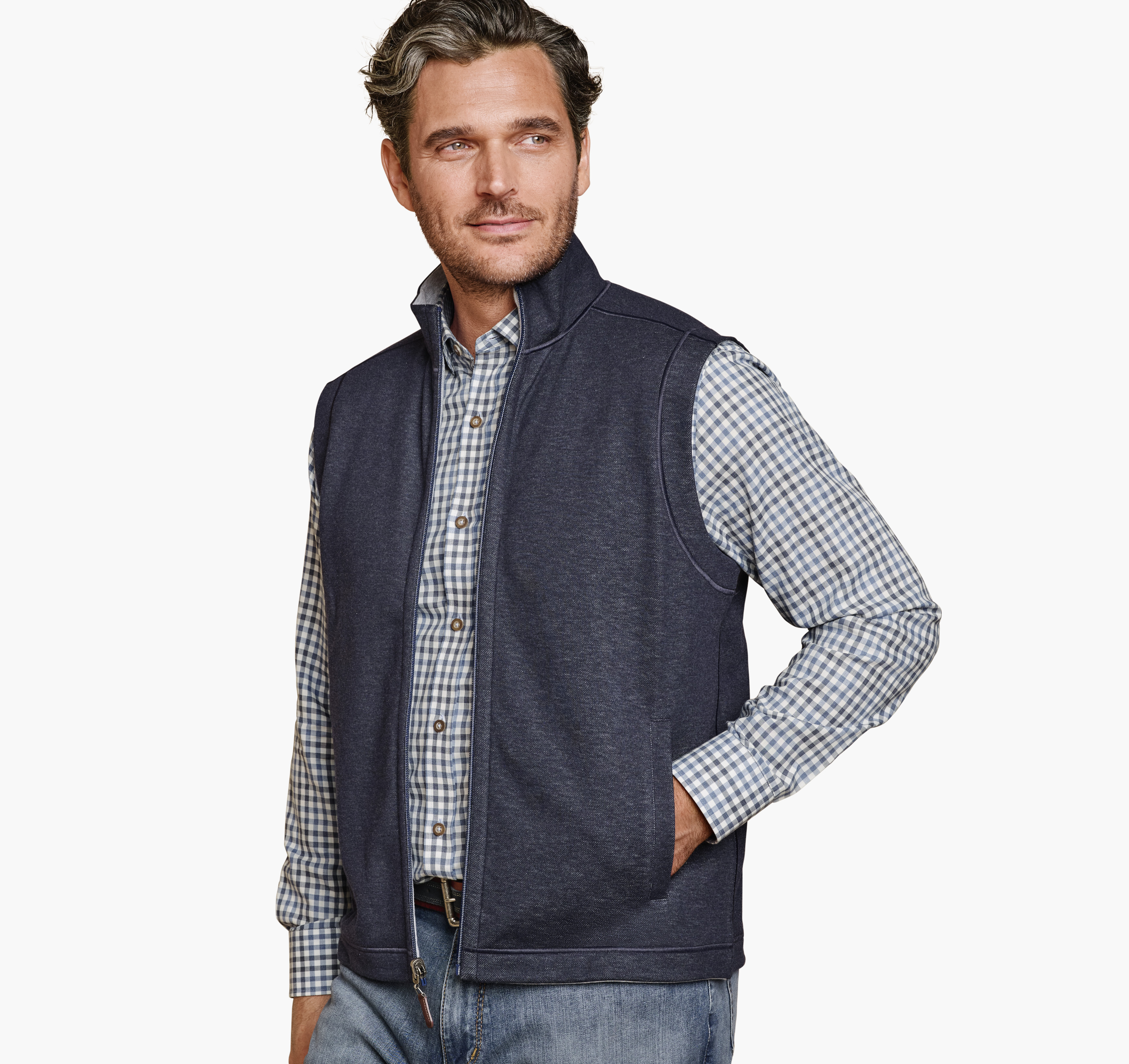 Johnston & Murphy Men's Icon Reversible Vest - Navy/Storm - Size L - Regular