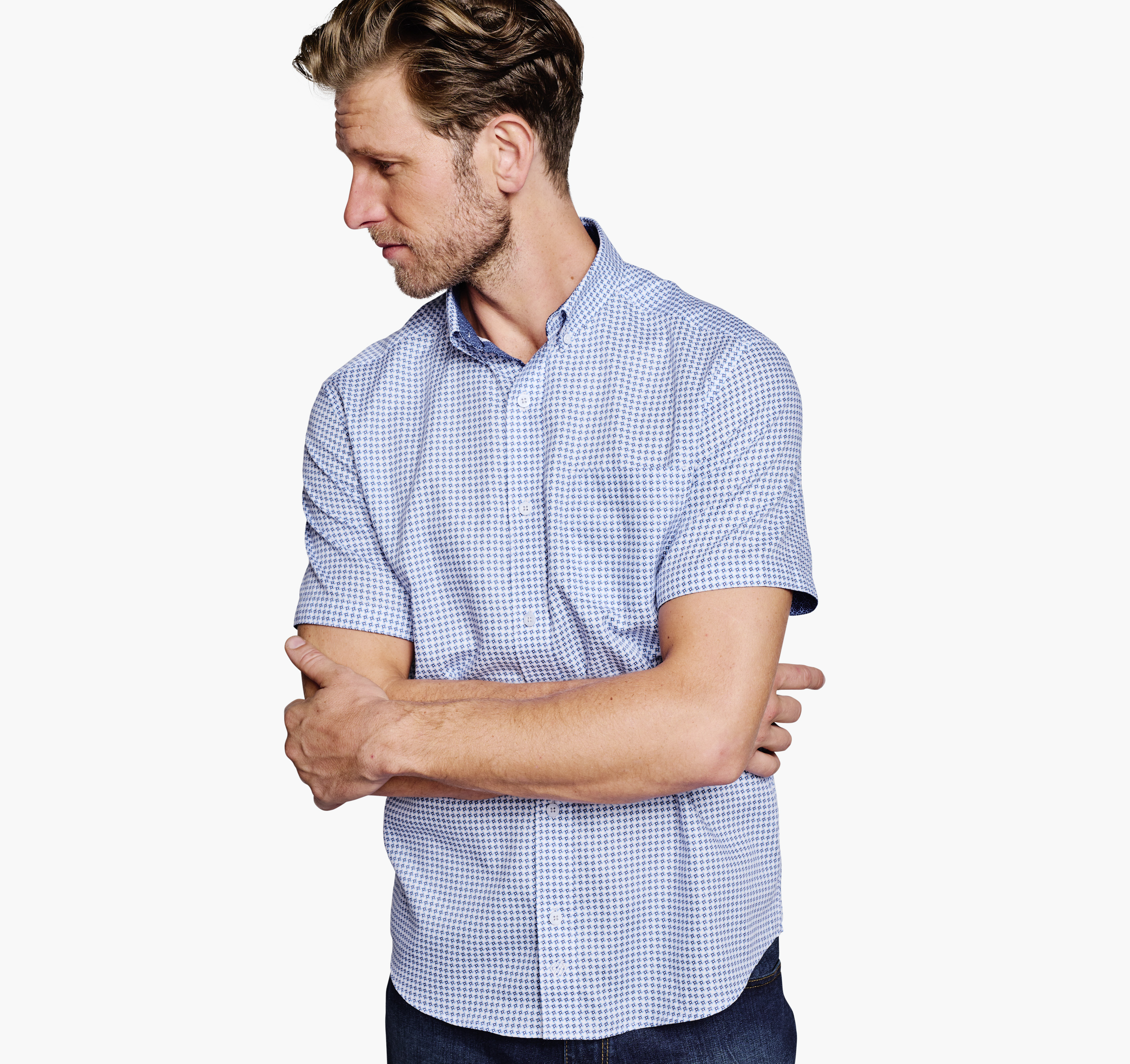 Textured Cotton Short-Sleeve Shirt image number null