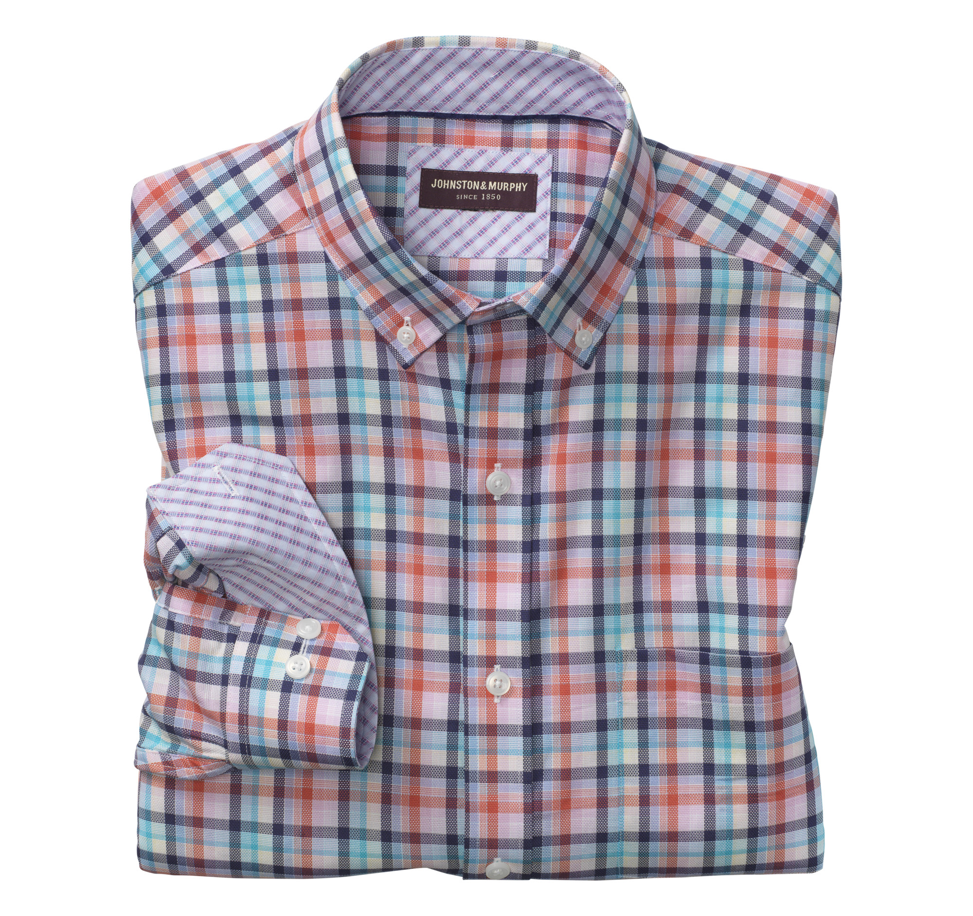 Colorful Plaid Oxford ButtonDown Collar Shirt Johnston & Murphy