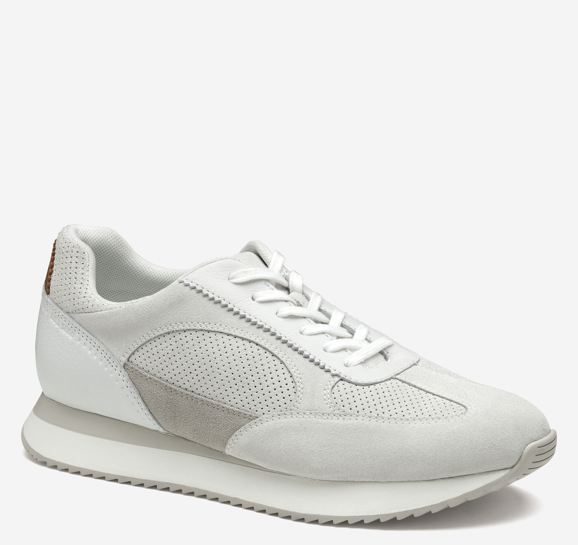 Johnston & Murphy Men's Chase Perfed T-Toe - White Suede/Full Grain Leather - Size 10.5 - M