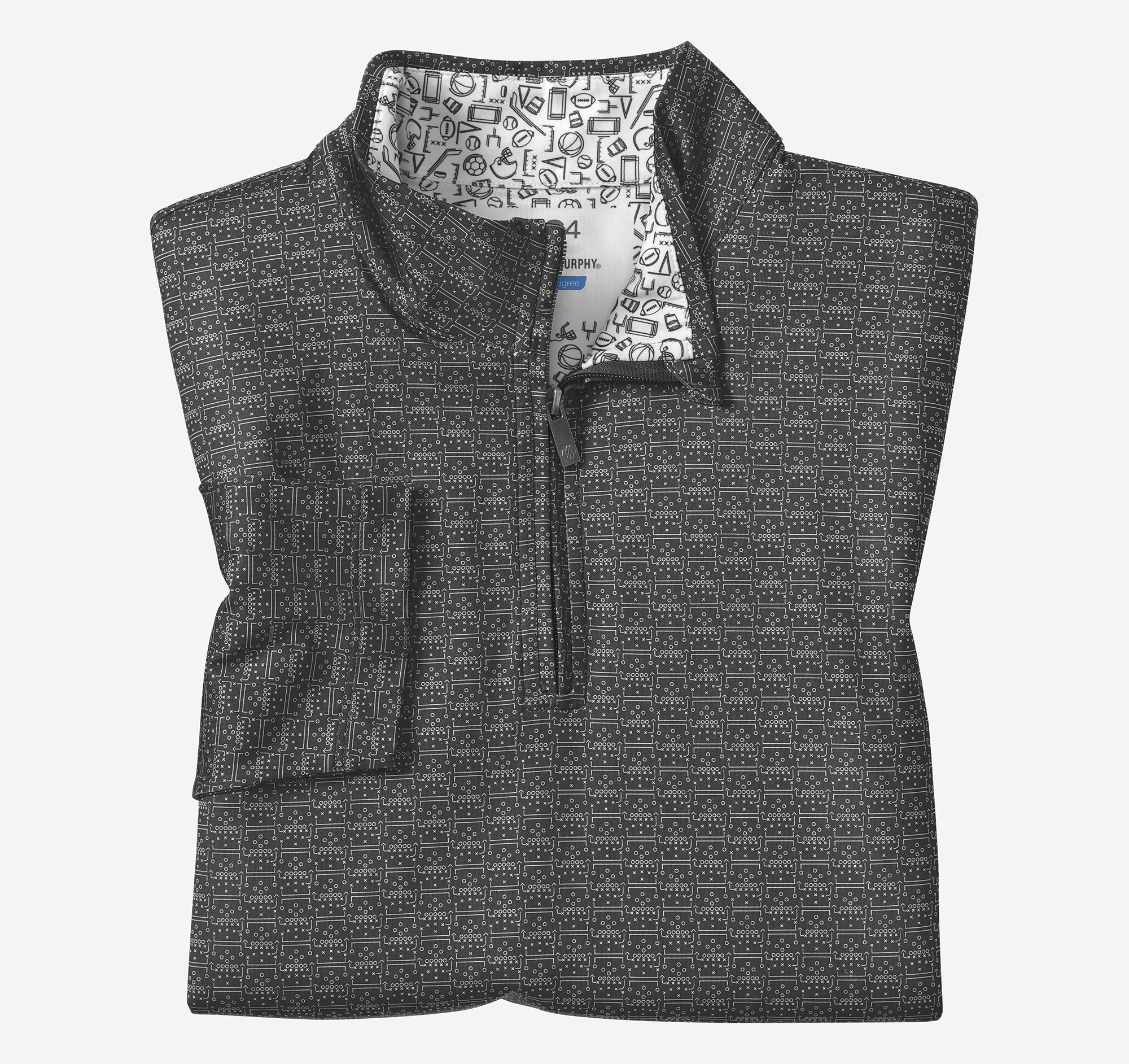 Johnston & Murphy Men's Game Day XC4 Plays Print Quarter-Zip - Black - Size XL - Regular