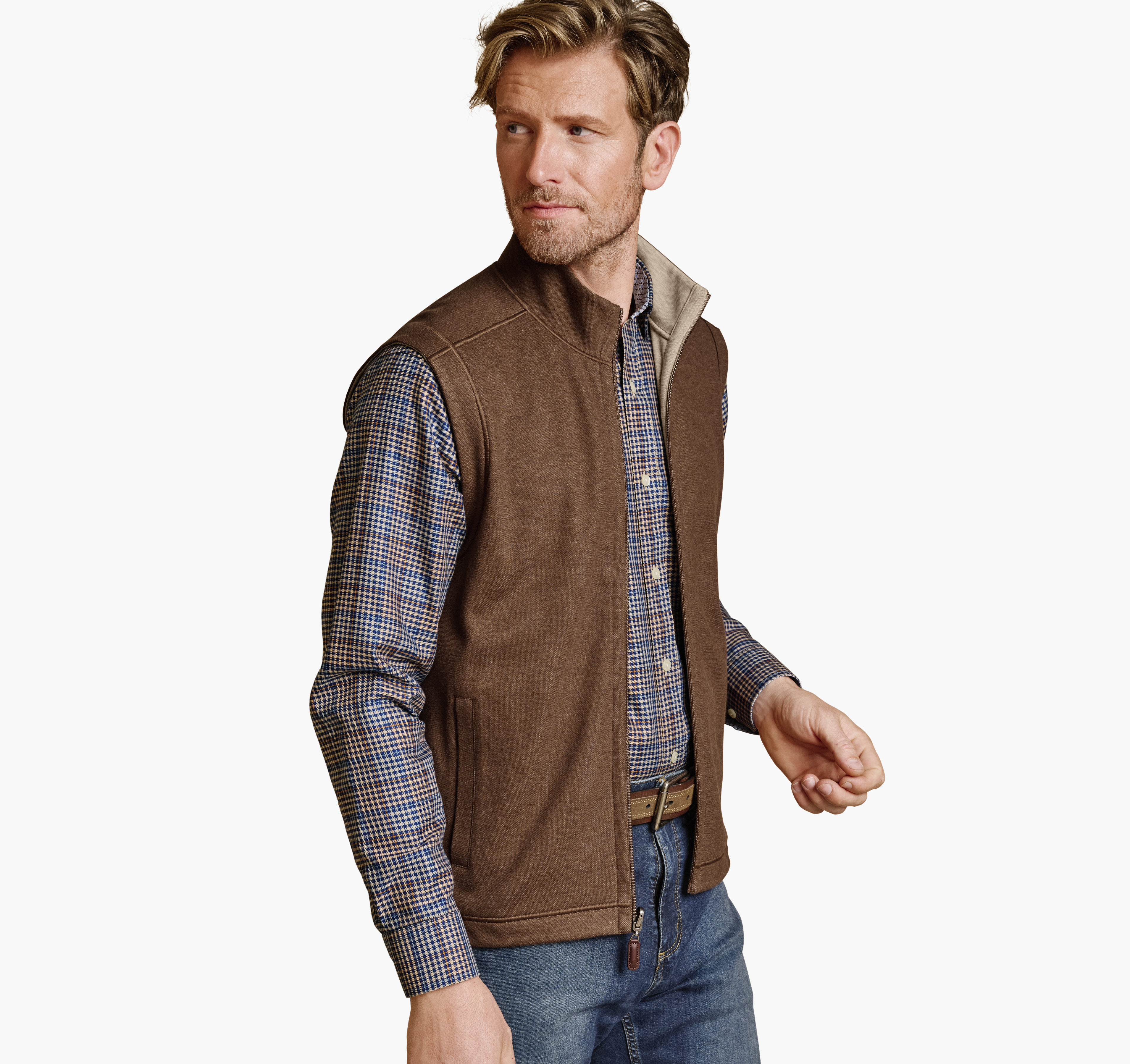 johnston murphy Icon Reversible Vest Rust/Oatmeal on Sale