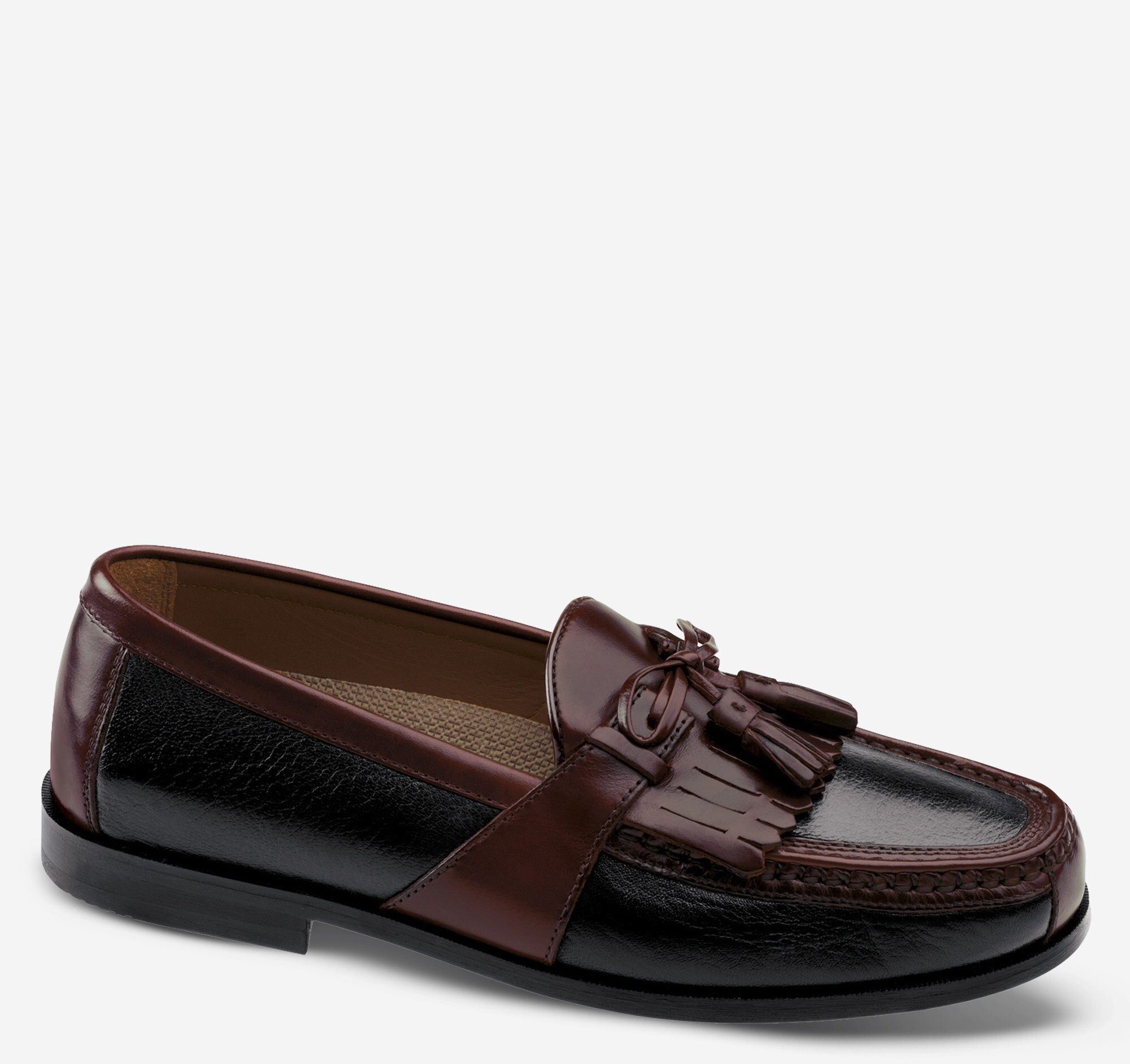 Johnston & Murphy Men's Aragon II Kiltie Tassel Loafer - Black Smooth/Antique Mahogany Waxed - Size 9 - M